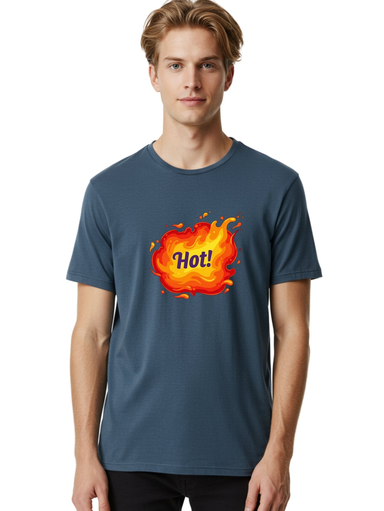 Hot-8 Men'S Graphic Tee, 100% Cotton, Comfortable Casual Summer Wear, Machine Washable, Hot!, Fiery Splatter, Vibrant Colors, Energetic Design, Attention-Grabbing Graphic, Bold Typography, Flames, Splashes, Dynamic Illustration Baa807 23