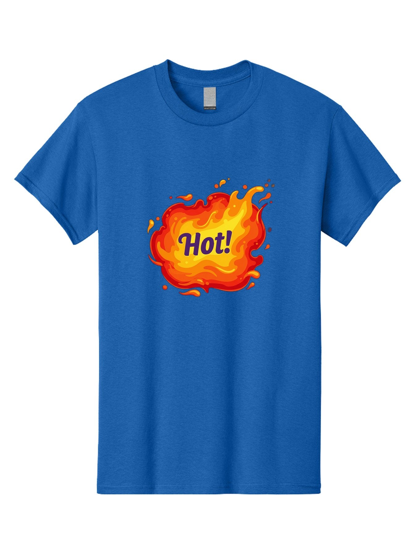 Hot-8 Men'S Graphic Tee, 100% Cotton, Comfortable Casual Summer Wear, Machine Washable, Hot!, Fiery Splatter, Vibrant Colors, Energetic Design, Attention-Grabbing Graphic, Bold Typography, Flames, Splashes, Dynamic Illustration Baa807