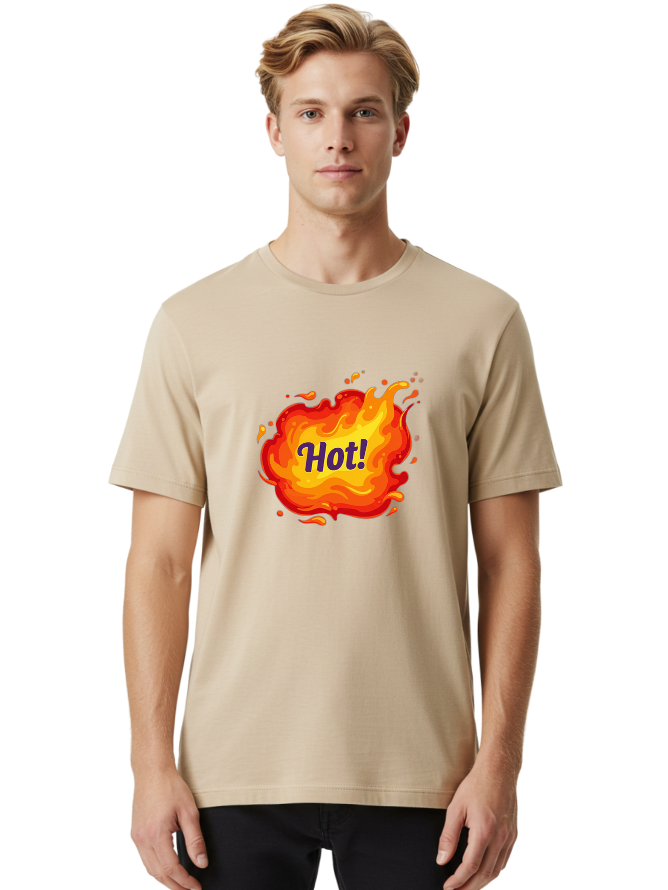 Hot-8 Men'S Graphic Tee, 100% Cotton, Comfortable Casual Summer Wear, Machine Washable, Hot!, Fiery Splatter, Vibrant Colors, Energetic Design, Attention-Grabbing Graphic, Bold Typography, Flames, Splashes, Dynamic Illustration Baa807 30