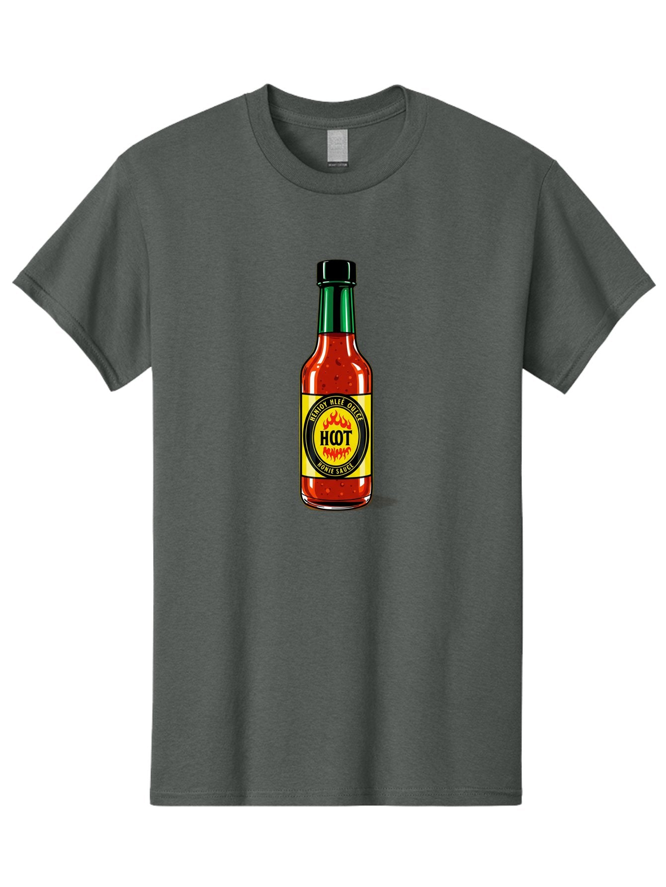 Hot-Hot-Sauce Men'S Graphic Tee, 100% Cotton, Comfortable Casual Summer Wear, Machine Washable, Hot Sauce Bottle, Spicy Condiment, Red Sauce, Black Cap, Bold Label, Brian Mee Duke, Flavorful Kick, Culinary Delight, Condiment, Hot Bomie Sauce Baa810 9