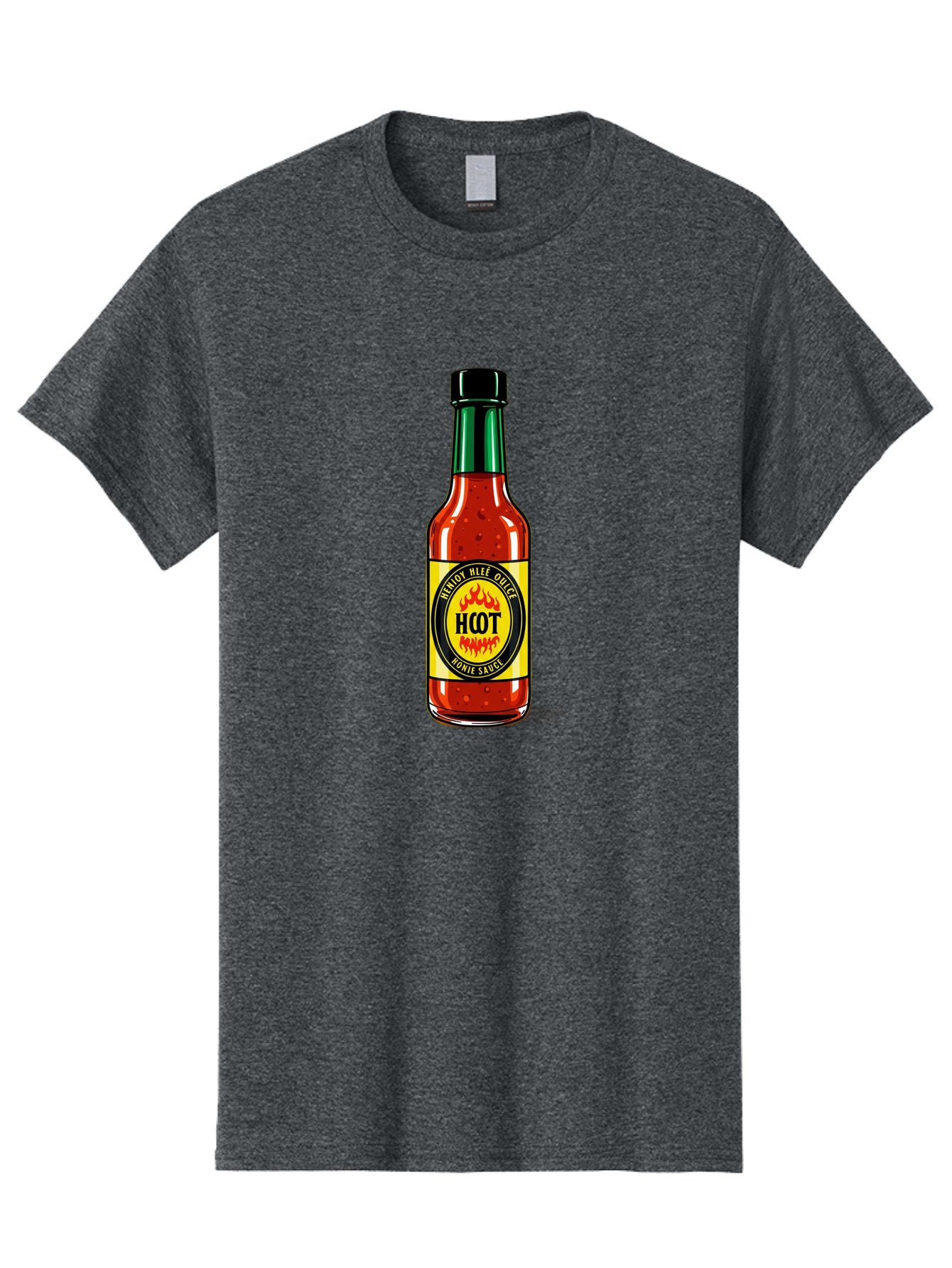 Hot-Hot-Sauce Men'S Graphic Tee, 100% Cotton, Comfortable Casual Summer Wear, Machine Washable, Hot Sauce Bottle, Spicy Condiment, Red Sauce, Black Cap, Bold Label, Brian Mee Duke, Flavorful Kick, Culinary Delight, Condiment, Hot Bomie Sauce Baa810 10