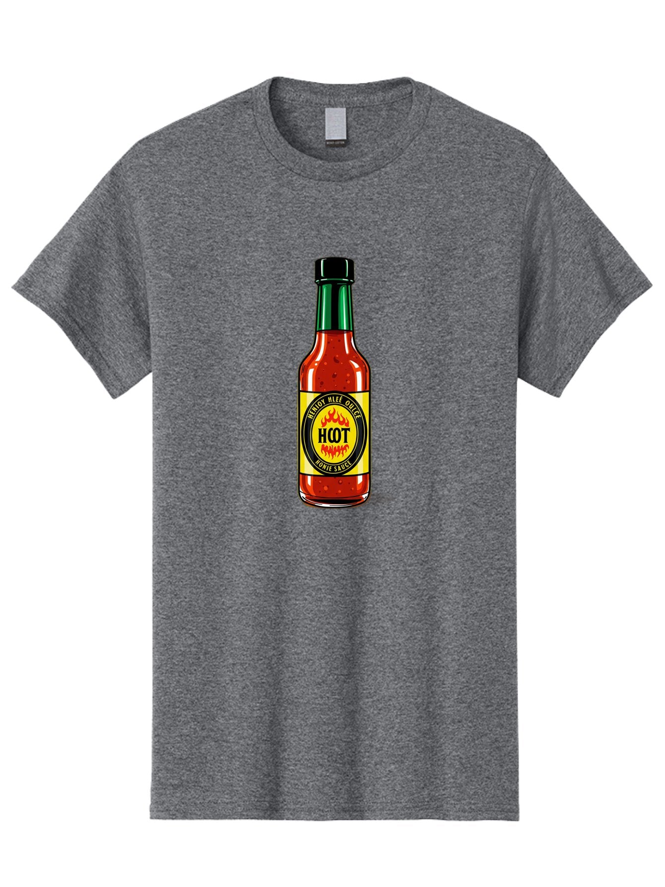 Hot-Hot-Sauce Men'S Graphic Tee, 100% Cotton, Comfortable Casual Summer Wear, Machine Washable, Hot Sauce Bottle, Spicy Condiment, Red Sauce, Black Cap, Bold Label, Brian Mee Duke, Flavorful Kick, Culinary Delight, Condiment, Hot Bomie Sauce Baa810 15