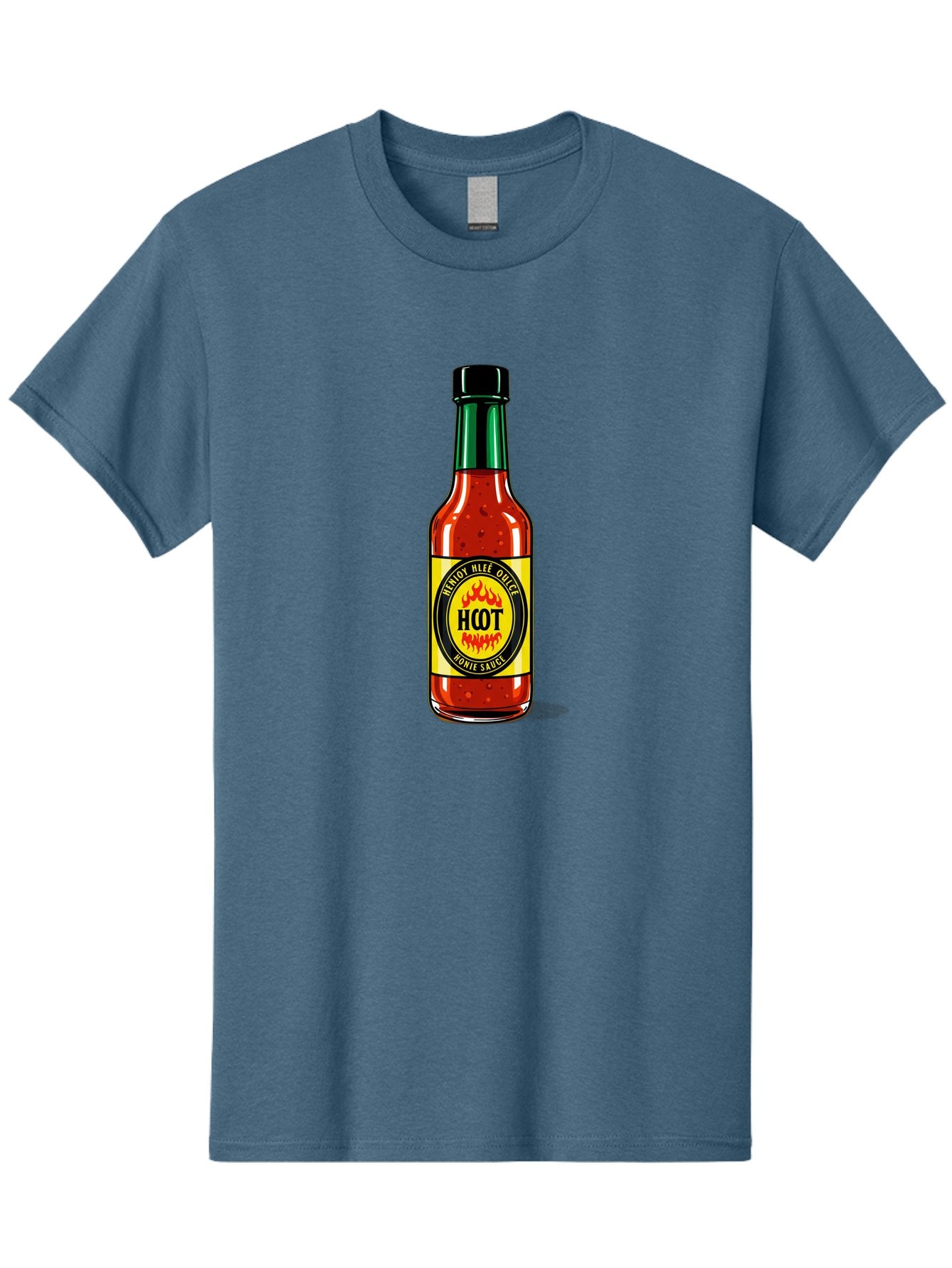 Hot-Hot-Sauce Men'S Graphic Tee, 100% Cotton, Comfortable Casual Summer Wear, Machine Washable, Hot Sauce Bottle, Spicy Condiment, Red Sauce, Black Cap, Bold Label, Brian Mee Duke, Flavorful Kick, Culinary Delight, Condiment, Hot Bomie Sauce Baa810 12
