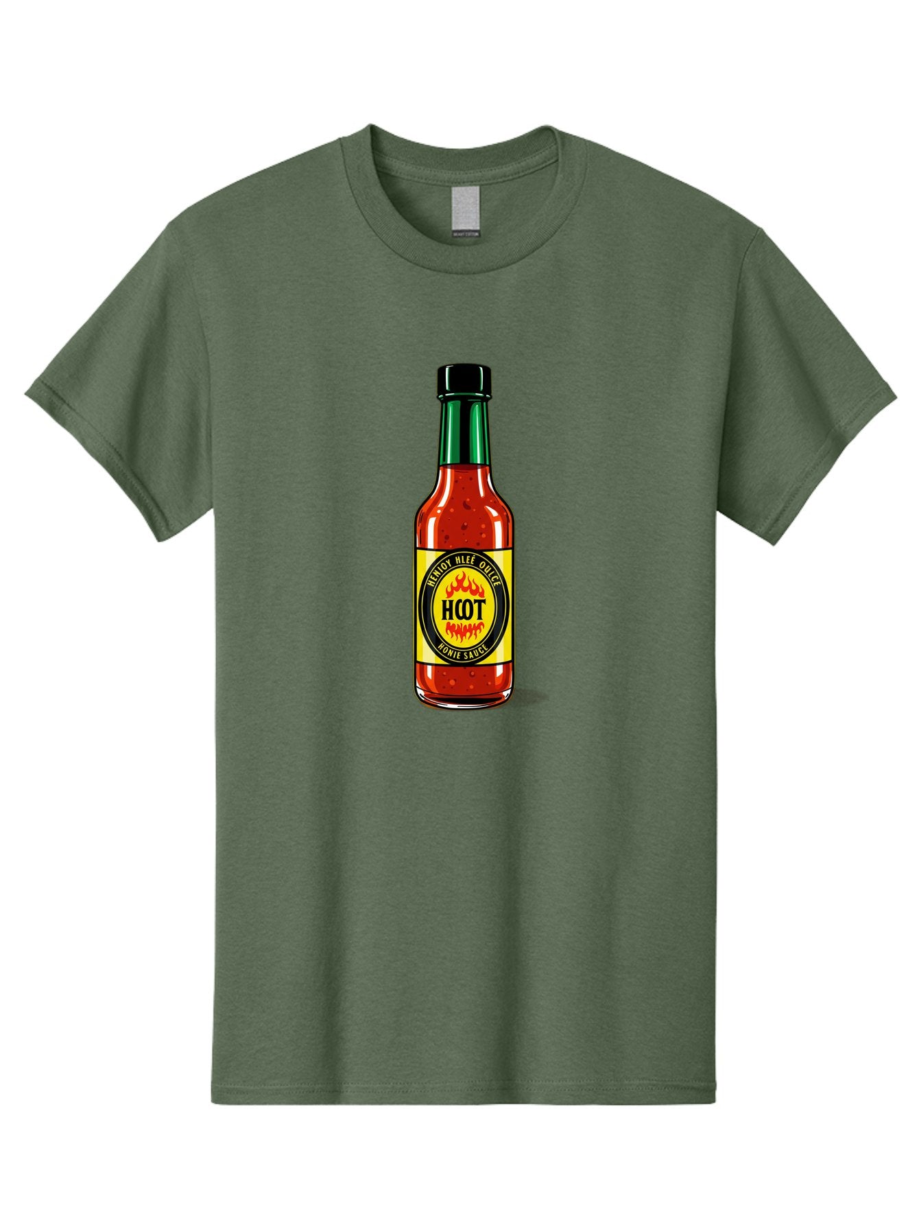 Hot-Hot-Sauce Men'S Graphic Tee, 100% Cotton, Comfortable Casual Summer Wear, Machine Washable, Hot Sauce Bottle, Spicy Condiment, Red Sauce, Black Cap, Bold Label, Brian Mee Duke, Flavorful Kick, Culinary Delight, Condiment, Hot Bomie Sauce Baa810