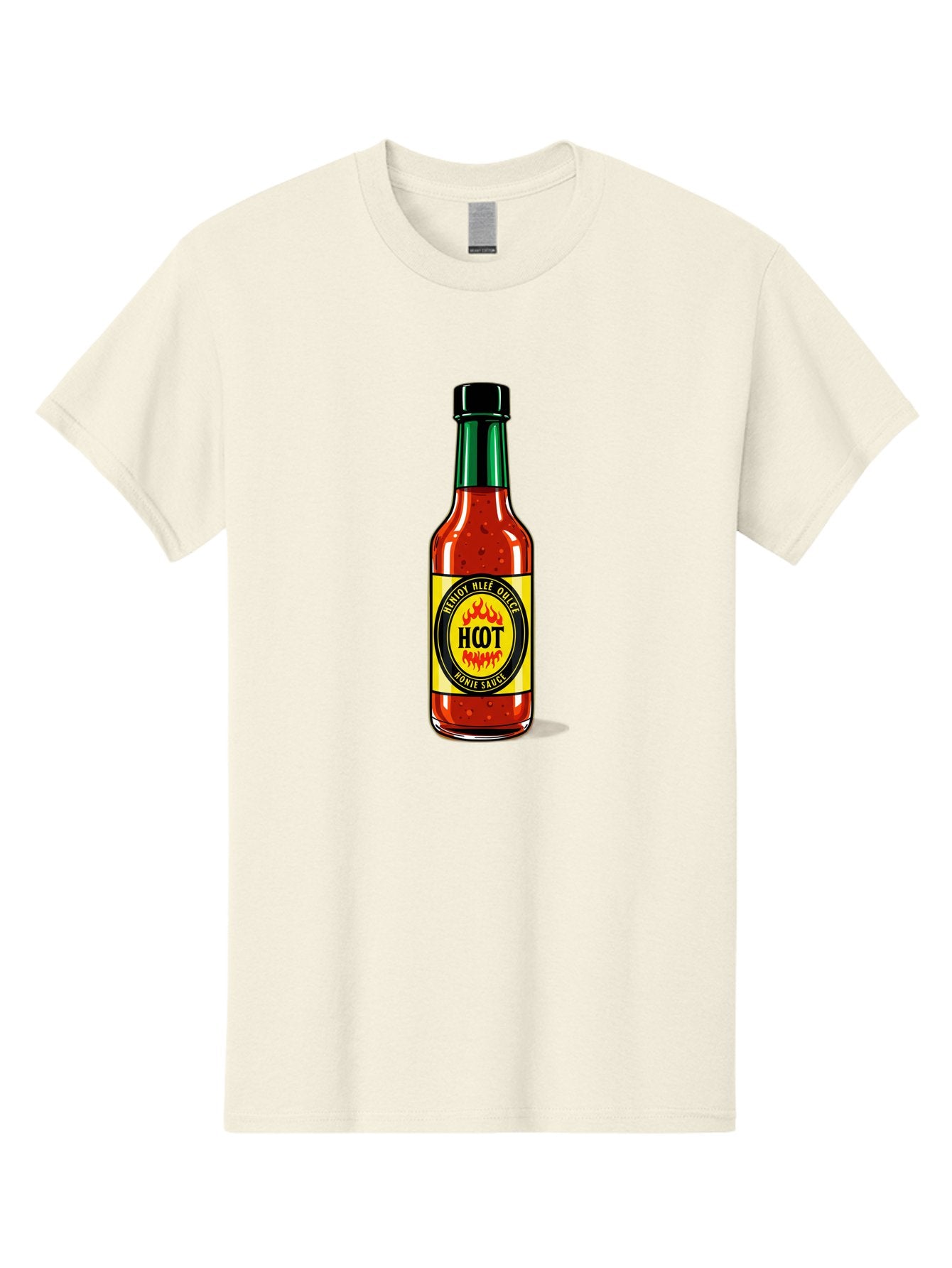 Hot-Hot-Sauce Men'S Graphic Tee, 100% Cotton, Comfortable Casual Summer Wear, Machine Washable, Hot Sauce Bottle, Spicy Condiment, Red Sauce, Black Cap, Bold Label, Brian Mee Duke, Flavorful Kick, Culinary Delight, Condiment, Hot Bomie Sauce Baa810 7
