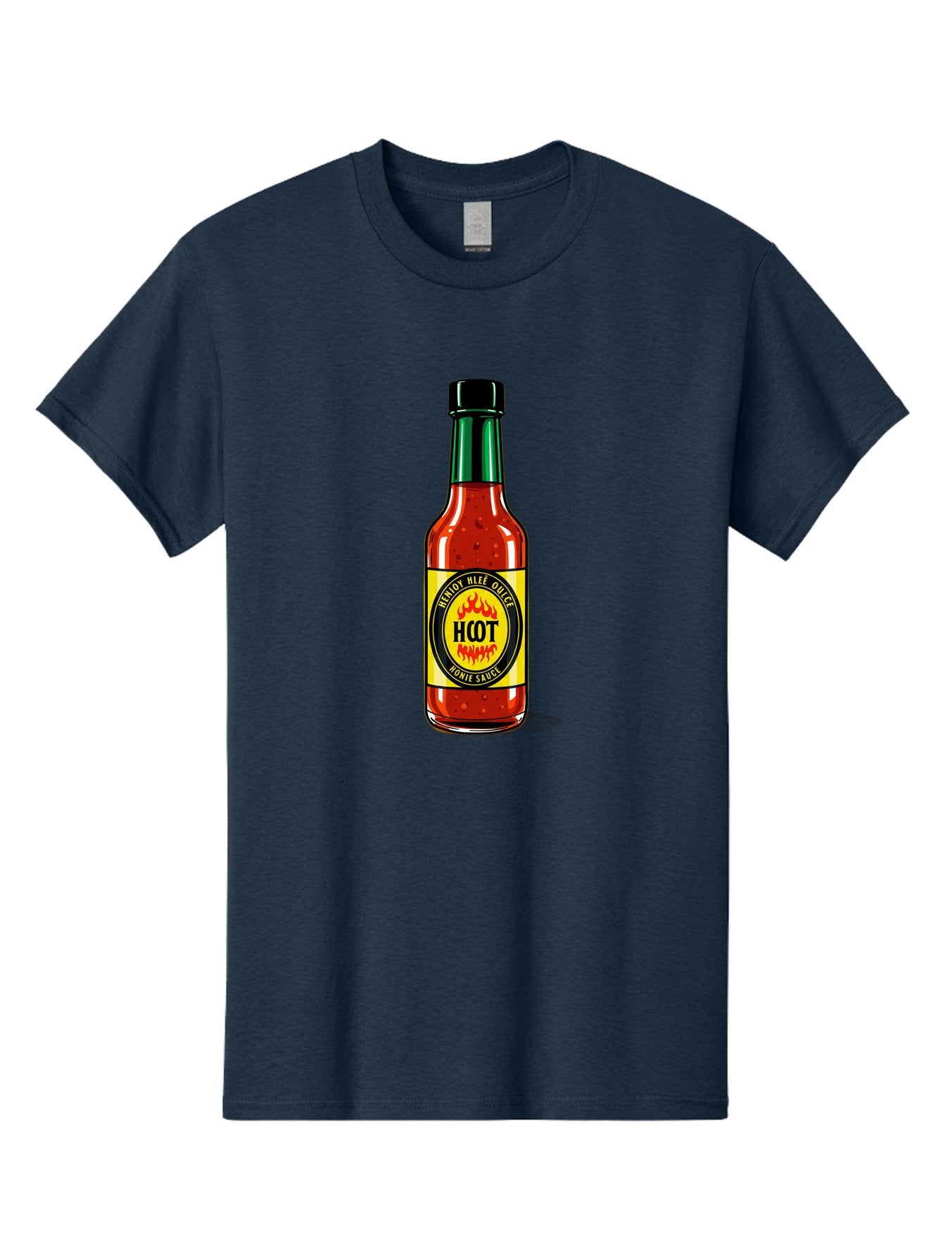 Hot-Hot-Sauce Men'S Graphic Tee, 100% Cotton, Comfortable Casual Summer Wear, Machine Washable, Hot Sauce Bottle, Spicy Condiment, Red Sauce, Black Cap, Bold Label, Brian Mee Duke, Flavorful Kick, Culinary Delight, Condiment, Hot Bomie Sauce Baa810 11