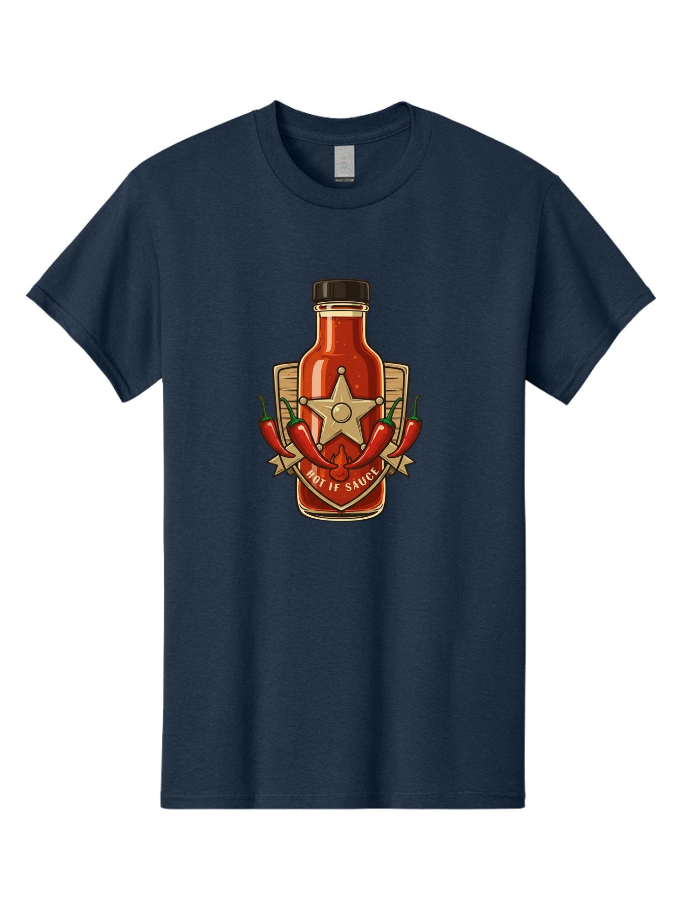 Hot-If-Sauce Men'S Graphic Tee, 100% Cotton, Comfortable Casual Summer Wear, Machine Washable, Hot Sauce Bottle, Spicy Condiment, Chili Peppers, Star Emblem, Vintage Label, Fiery Flavor, Savory Seasoning, Gourmet Cuisine Baa811 13