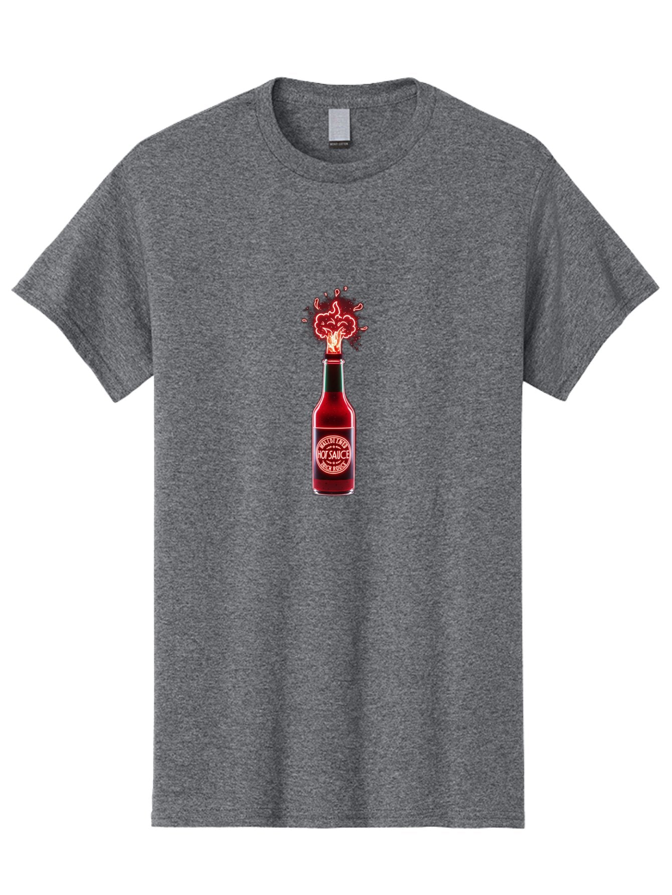 Hot-Sauce-1 Men'S Graphic Tee, 100% Cotton, Comfortable Casual Summer Wear, Machine Washable, Hot Sauce Bottle, Spicy Condiment, Fiery Explosion, Condiment Bottle, Hot Sauce Label, Spicy Food, Chili Peppers, Sauce Bottle Baa812