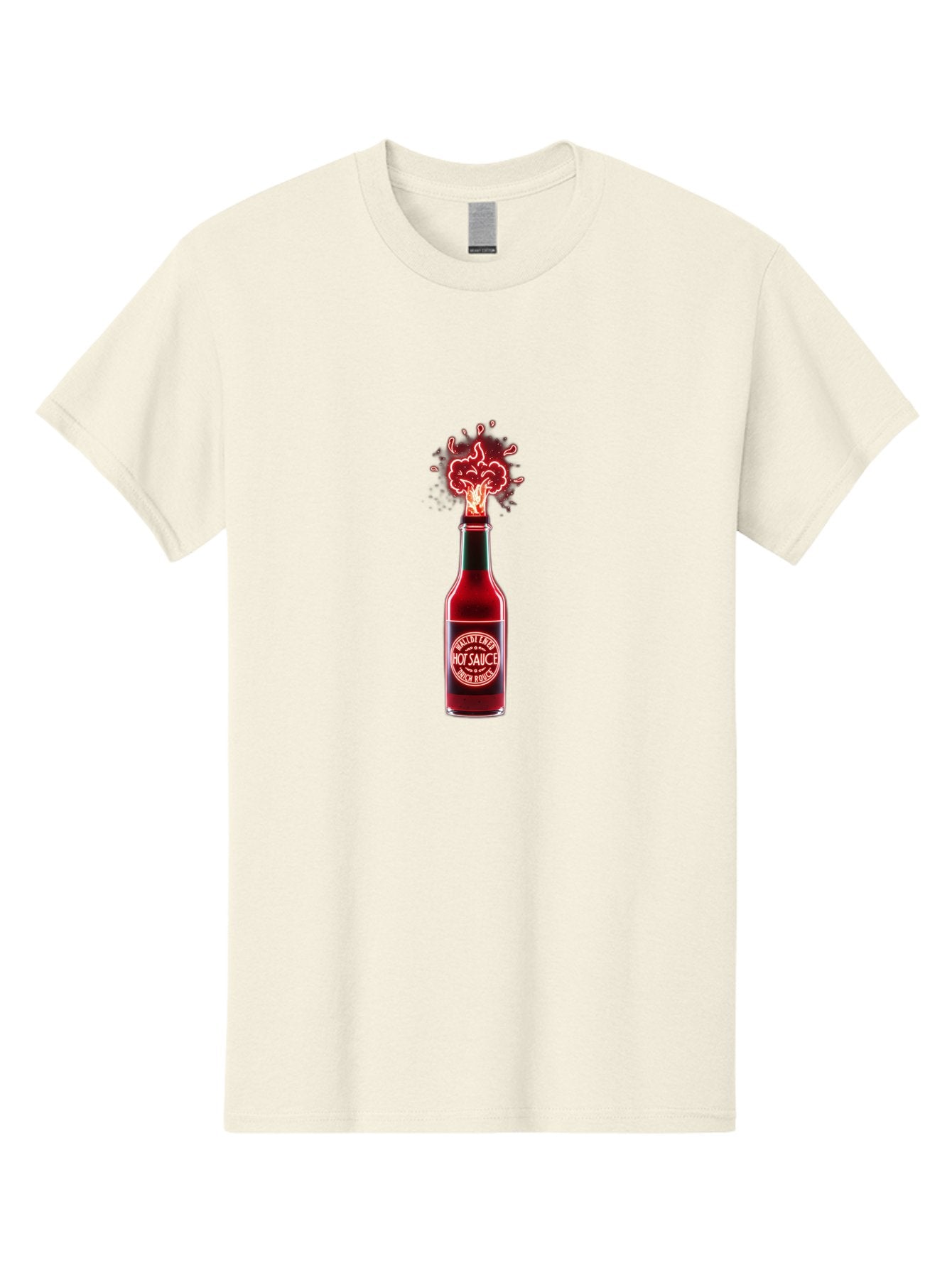 Hot-Sauce-1 Men'S Graphic Tee, 100% Cotton, Comfortable Casual Summer Wear, Machine Washable, Hot Sauce Bottle, Spicy Condiment, Fiery Explosion, Condiment Bottle, Hot Sauce Label, Spicy Food, Chili Peppers, Sauce Bottle Baa812 10