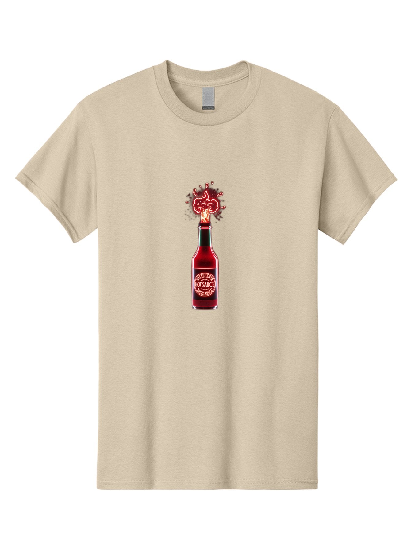 Hot-Sauce-1 Men'S Graphic Tee, 100% Cotton, Comfortable Casual Summer Wear, Machine Washable, Hot Sauce Bottle, Spicy Condiment, Fiery Explosion, Condiment Bottle, Hot Sauce Label, Spicy Food, Chili Peppers, Sauce Bottle Baa812 4