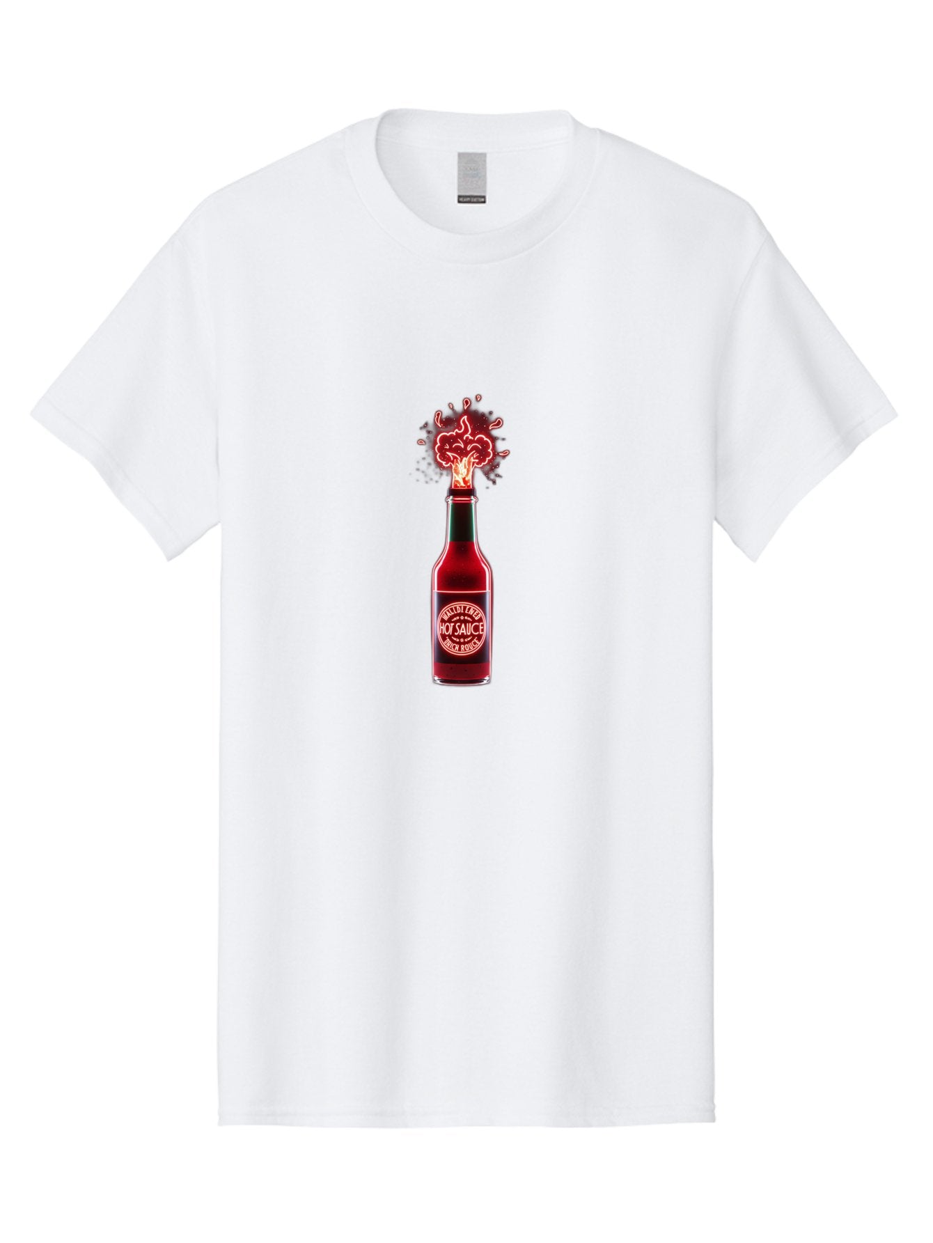 Hot-Sauce-1 Men'S Graphic Tee, 100% Cotton, Comfortable Casual Summer Wear, Machine Washable, Hot Sauce Bottle, Spicy Condiment, Fiery Explosion, Condiment Bottle, Hot Sauce Label, Spicy Food, Chili Peppers, Sauce Bottle Baa812 9