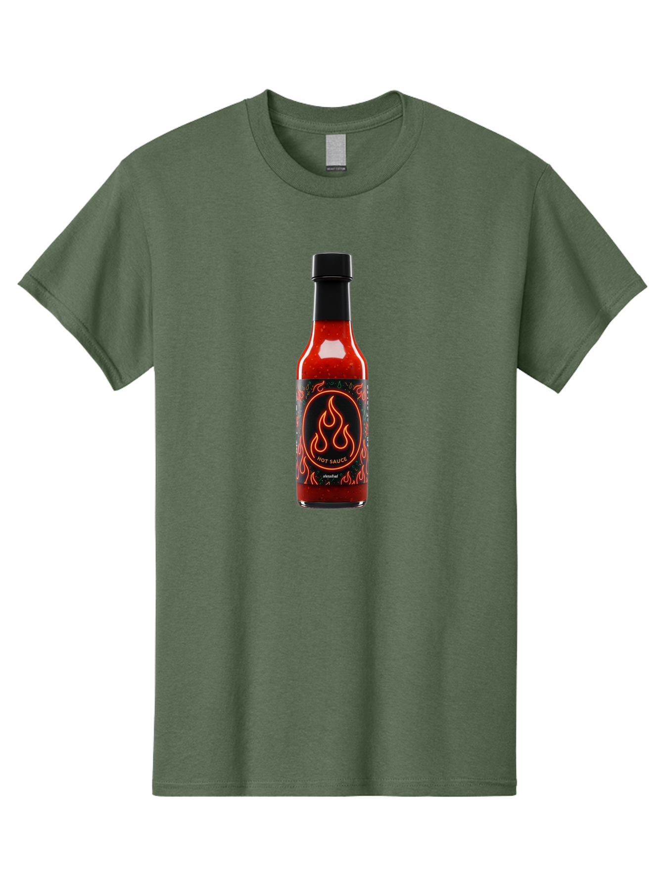 Hot-Sauce-2 Men'S Graphic Tee, 100% Cotton, Comfortable Casual Summer Wear, Machine Washable, Hot Sauce, Spicy Condiment, Chili Peppers, Red Sauce, Glass Bottle, Black Cap, Flame Design, Hot Sauce Bottle, Condiment Bottle, Spicy Food Baa814 19