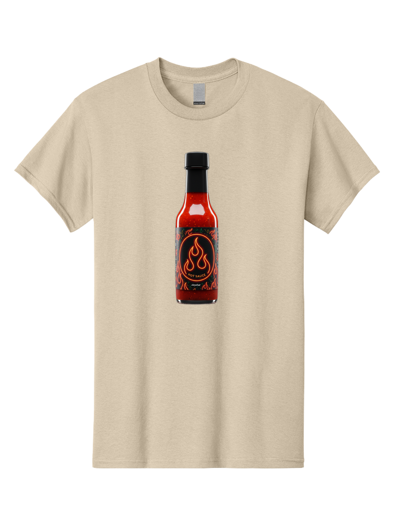 Hot-Sauce-2 Men'S Graphic Tee, 100% Cotton, Comfortable Casual Summer Wear, Machine Washable, Hot Sauce, Spicy Condiment, Chili Peppers, Red Sauce, Glass Bottle, Black Cap, Flame Design, Hot Sauce Bottle, Condiment Bottle, Spicy Food Baa814 11
