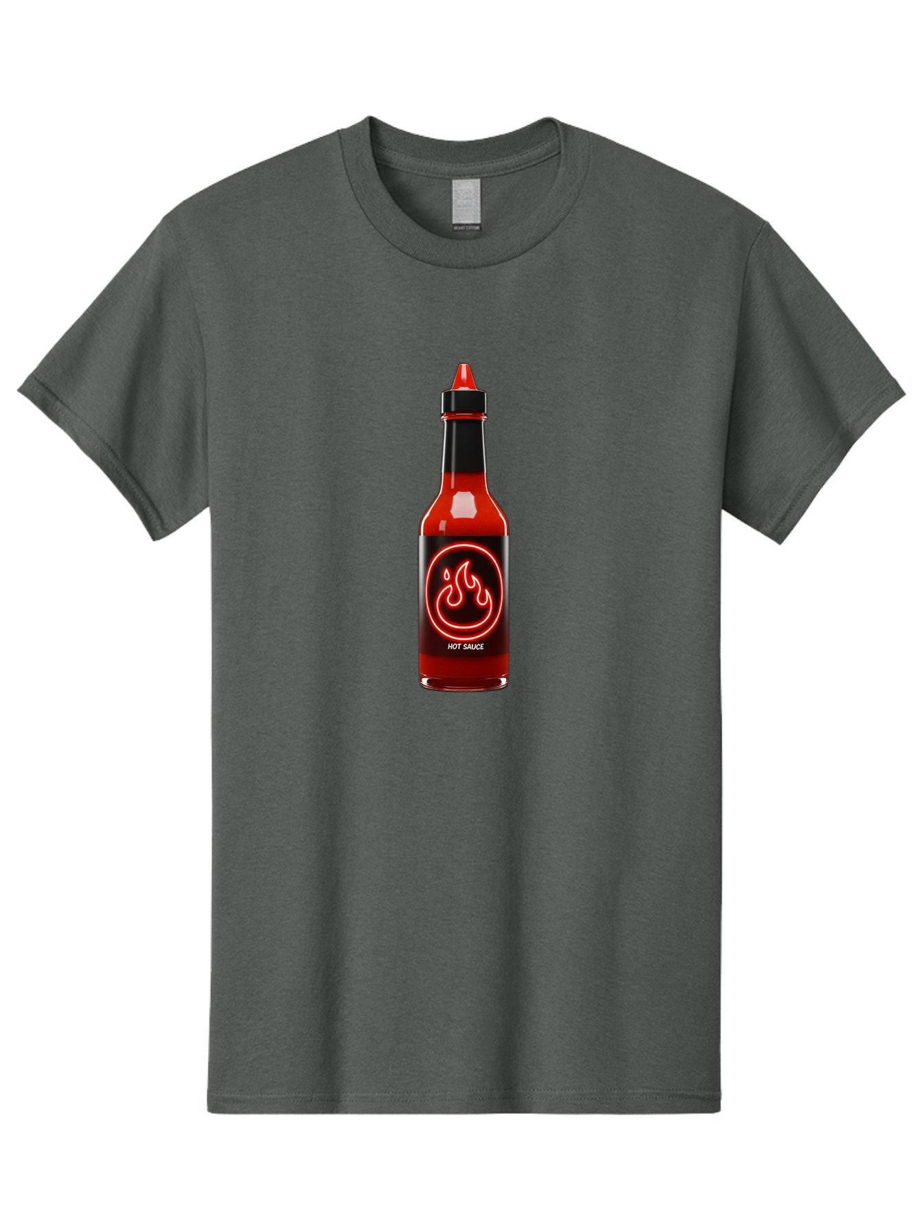 Hot-Sauce-3 Men'S Graphic Tee, 100% Cotton, Comfortable Casual Summer Wear, Machine Washable, Hot Sauce Bottle, Red Sauce, Spicy Condiment, Fiery Flavor, Chili Pepper, Hot Sauce Label, Neon Flame Logo, Condiment Bottle, Spicy Food, Chili Sauce Baa815 9