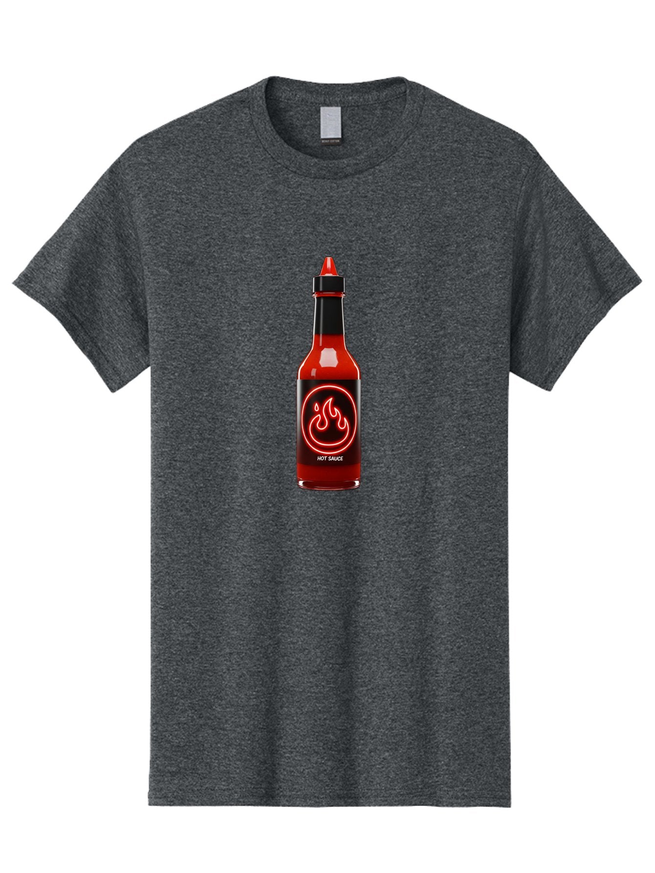 Hot-Sauce-3 Men'S Graphic Tee, 100% Cotton, Comfortable Casual Summer Wear, Machine Washable, Hot Sauce Bottle, Red Sauce, Spicy Condiment, Fiery Flavor, Chili Pepper, Hot Sauce Label, Neon Flame Logo, Condiment Bottle, Spicy Food, Chili Sauce Baa815 4