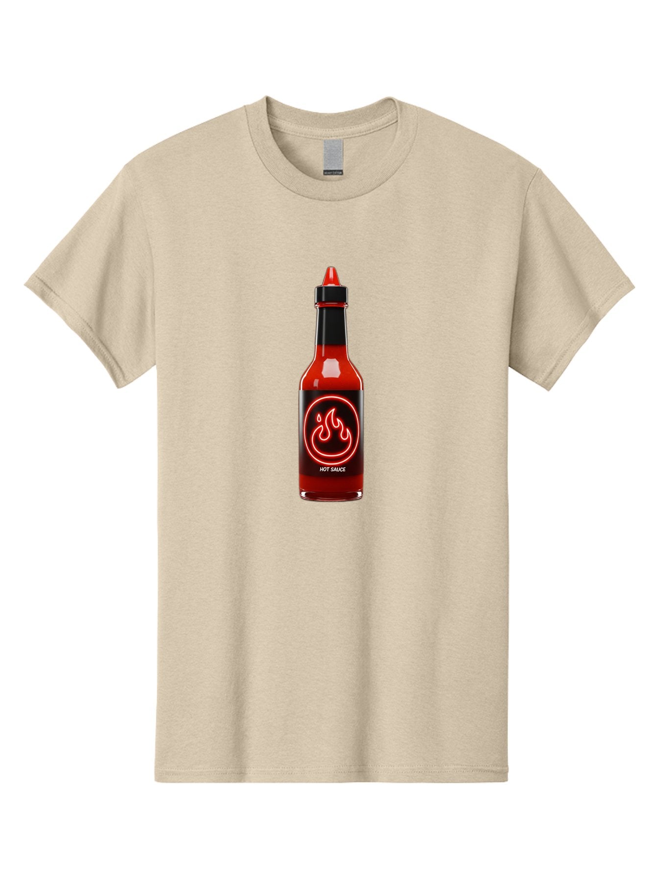 Hot-Sauce-3 Men'S Graphic Tee, 100% Cotton, Comfortable Casual Summer Wear, Machine Washable, Hot Sauce Bottle, Red Sauce, Spicy Condiment, Fiery Flavor, Chili Pepper, Hot Sauce Label, Neon Flame Logo, Condiment Bottle, Spicy Food, Chili Sauce Baa815 15
