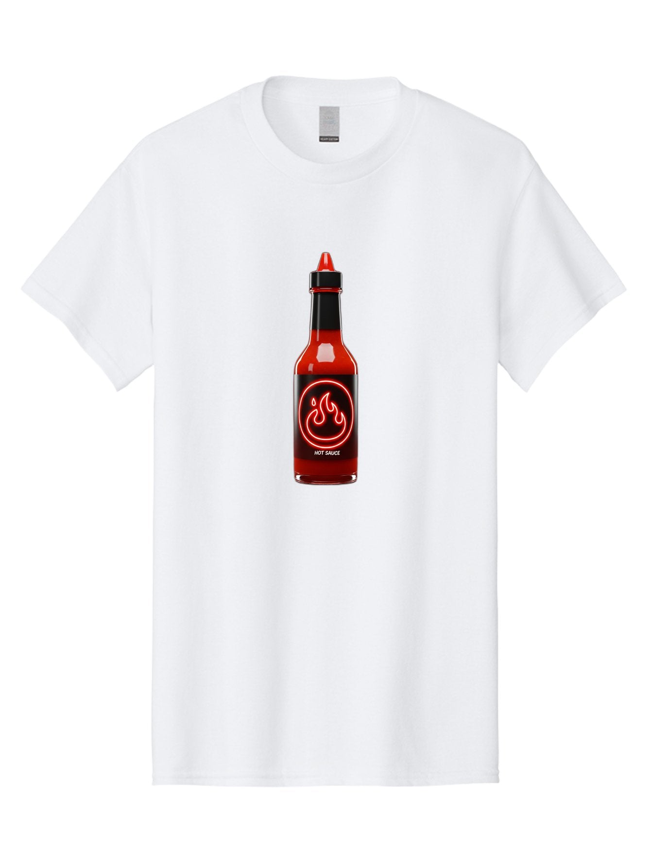 Hot-Sauce-3 Men'S Graphic Tee, 100% Cotton, Comfortable Casual Summer Wear, Machine Washable, Hot Sauce Bottle, Red Sauce, Spicy Condiment, Fiery Flavor, Chili Pepper, Hot Sauce Label, Neon Flame Logo, Condiment Bottle, Spicy Food, Chili Sauce Baa815 3