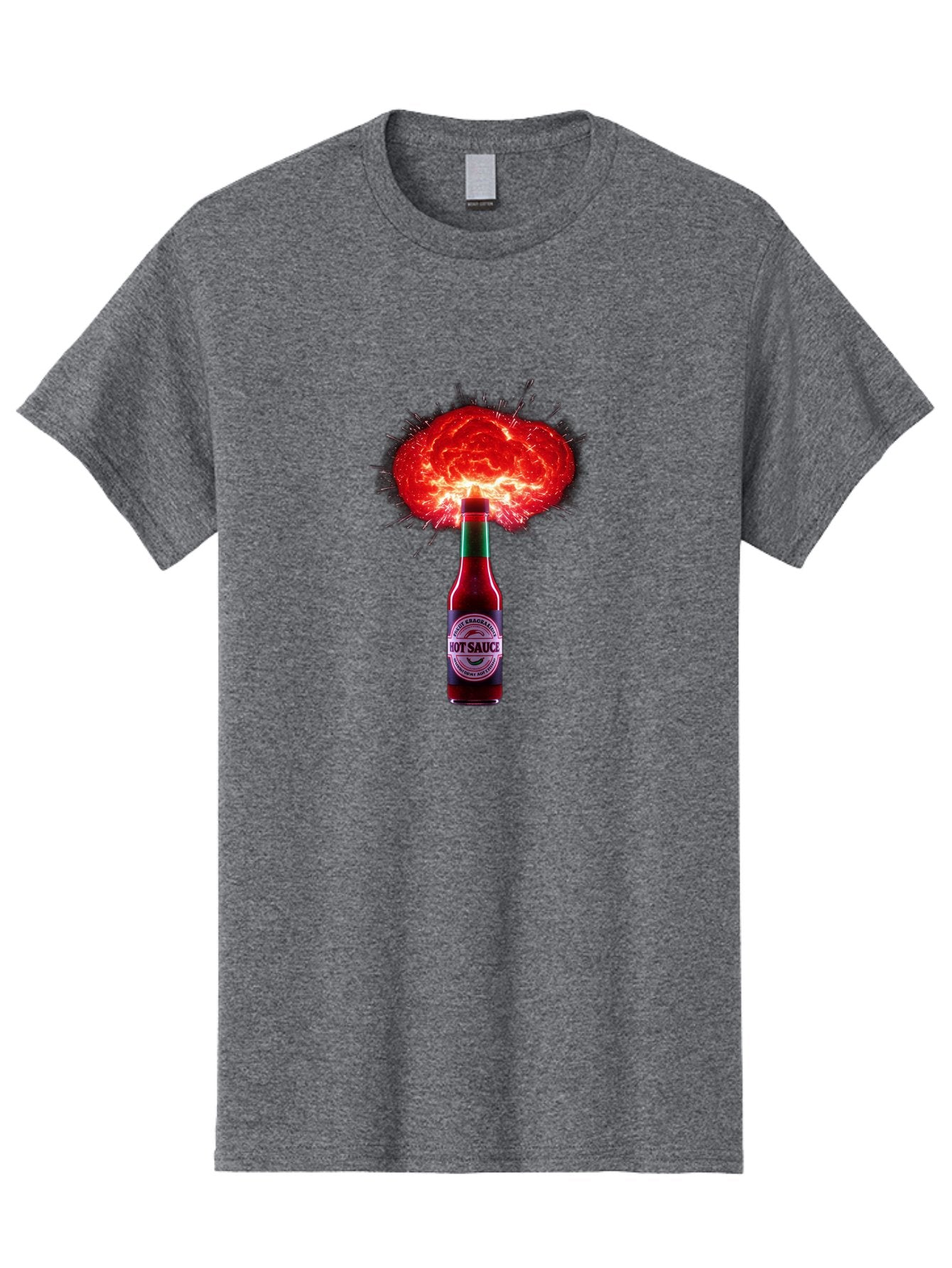 Hot-Sauce-4 Men'S Graphic Tee, 100% Cotton, Comfortable Casual Summer Wear, Machine Washable, Hot Sauce Bottle, Red Sauce Explosion, Spicy Condiment, Fiery Flavor, Hot Sauce, Condiment Explosion, Sauce, Hot, Spicy Baa816 4