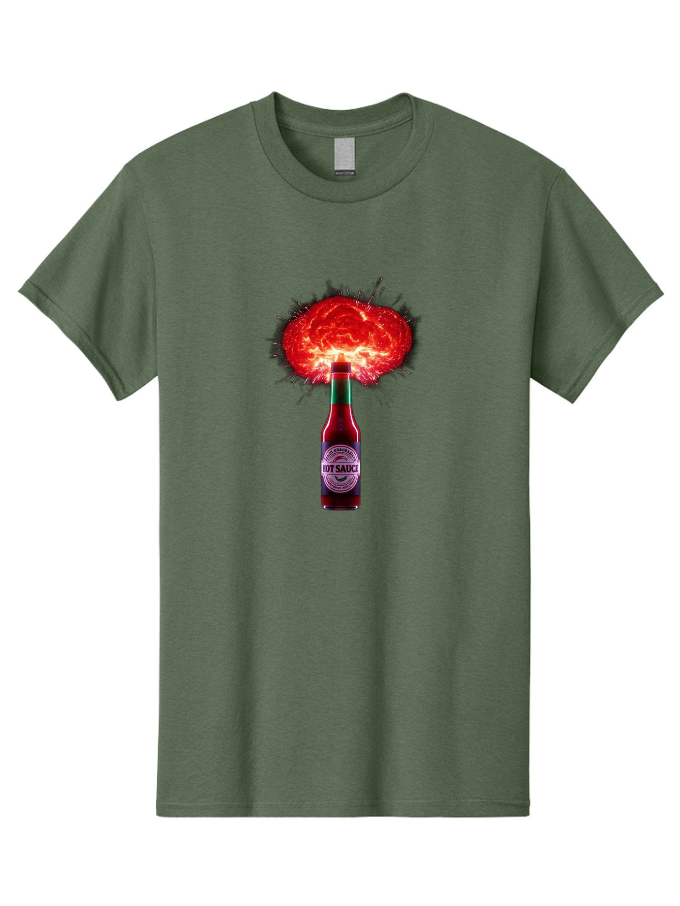 Hot-Sauce-4 Men'S Graphic Tee, 100% Cotton, Comfortable Casual Summer Wear, Machine Washable, Hot Sauce Bottle, Red Sauce Explosion, Spicy Condiment, Fiery Flavor, Hot Sauce, Condiment Explosion, Sauce, Hot, Spicy Baa816 15