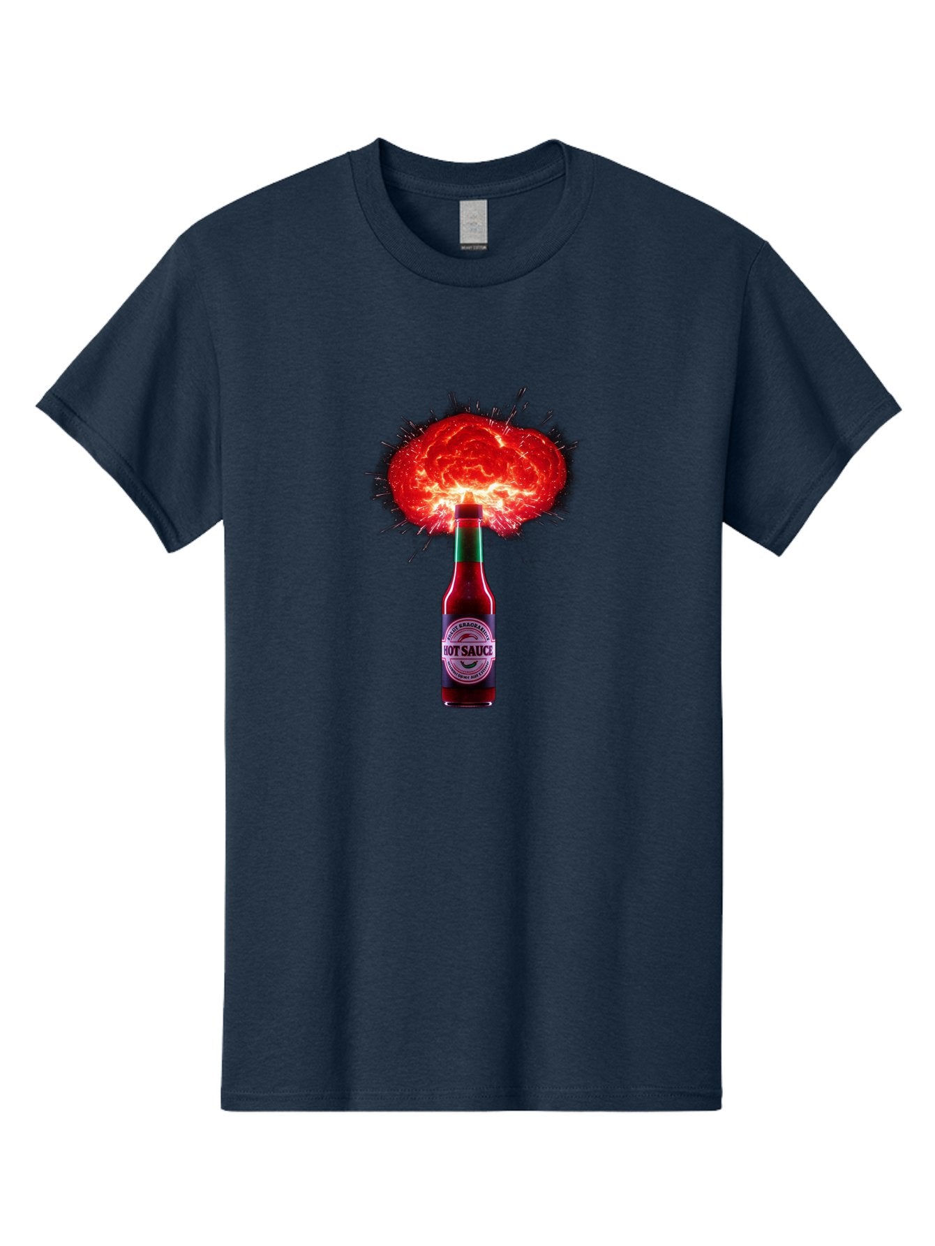 Hot-Sauce-4 Men'S Graphic Tee, 100% Cotton, Comfortable Casual Summer Wear, Machine Washable, Hot Sauce Bottle, Red Sauce Explosion, Spicy Condiment, Fiery Flavor, Hot Sauce, Condiment Explosion, Sauce, Hot, Spicy Baa816 7