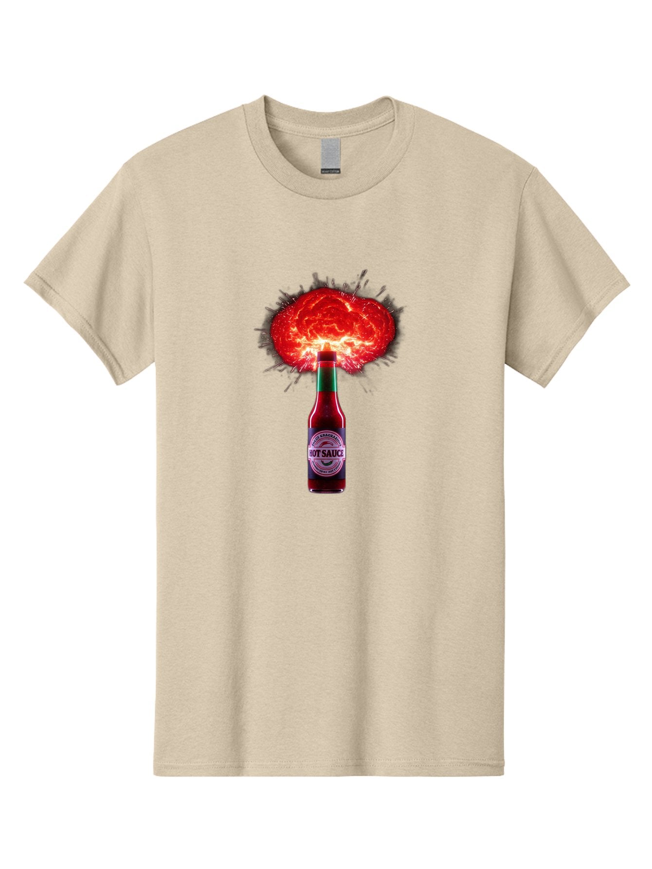 Hot-Sauce-4 Men'S Graphic Tee, 100% Cotton, Comfortable Casual Summer Wear, Machine Washable, Hot Sauce Bottle, Red Sauce Explosion, Spicy Condiment, Fiery Flavor, Hot Sauce, Condiment Explosion, Sauce, Hot, Spicy Baa816 13