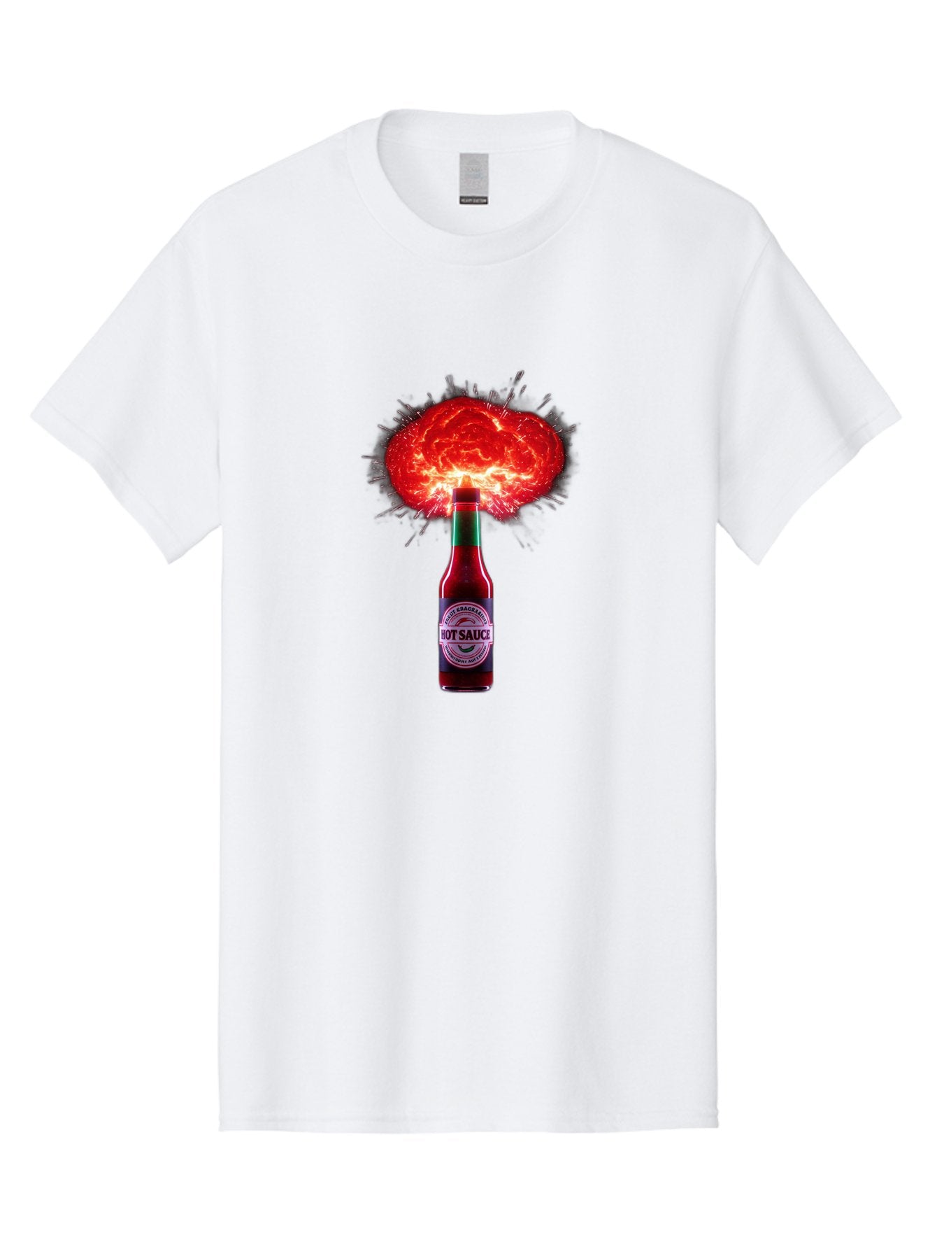 Hot-Sauce-4 Men'S Graphic Tee, 100% Cotton, Comfortable Casual Summer Wear, Machine Washable, Hot Sauce Bottle, Red Sauce Explosion, Spicy Condiment, Fiery Flavor, Hot Sauce, Condiment Explosion, Sauce, Hot, Spicy Baa816 12