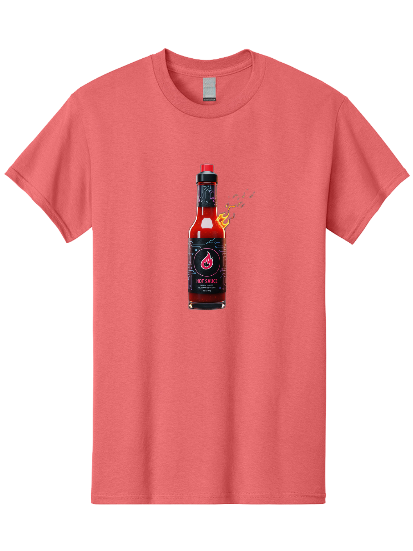 Hot-Sauce-5 Men'S Graphic Tee, 100% Cotton, Comfortable Casual Summer Wear, Machine Washable, Hot Sauce Bottle, Spicy Condiment, Chili Pepper Sauce, Fiery Flavor, Red Sauce, Black Label, Circuit Design, Flames Baa817 13