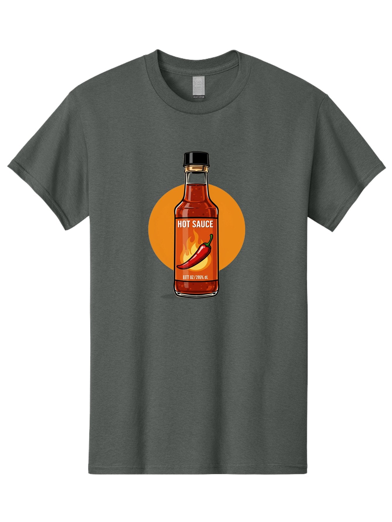 Hot-Sauce-6 Men'S Graphic Tee, 100% Cotton, Comfortable Casual Summer Wear, Machine Washable, Hot Sauce Bottle, Spicy Condiment, Chili Pepper, Fiery Flavor, Condiment Bottle, Hot Sauce Label, Chili Pepper Illustration, Spicy Food, Baa818 4