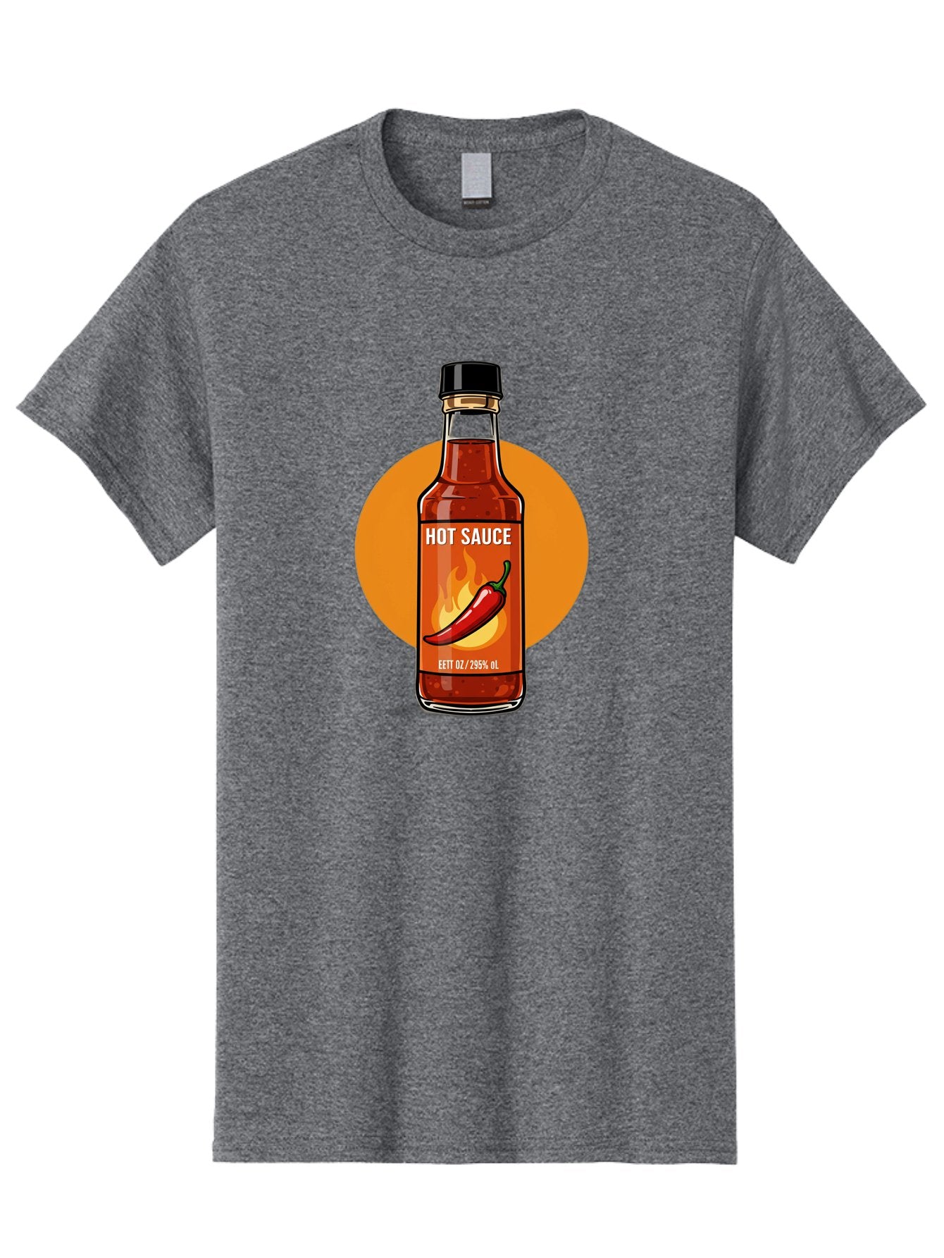 Hot-Sauce-6 Men'S Graphic Tee, 100% Cotton, Comfortable Casual Summer Wear, Machine Washable, Hot Sauce Bottle, Spicy Condiment, Chili Pepper, Fiery Flavor, Condiment Bottle, Hot Sauce Label, Chili Pepper Illustration, Spicy Food, Baa818 8