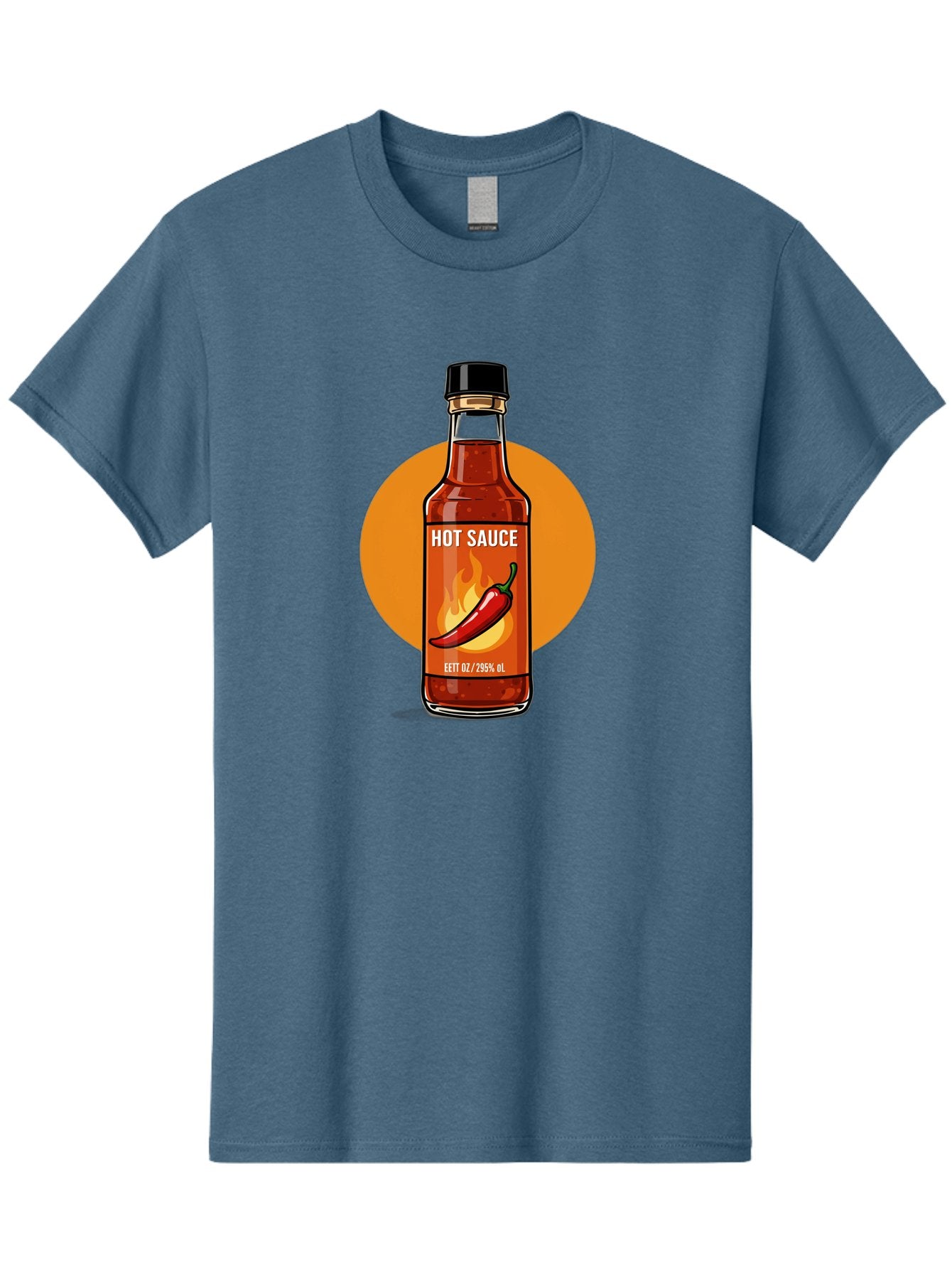 Hot-Sauce-6 Men'S Graphic Tee, 100% Cotton, Comfortable Casual Summer Wear, Machine Washable, Hot Sauce Bottle, Spicy Condiment, Chili Pepper, Fiery Flavor, Condiment Bottle, Hot Sauce Label, Chili Pepper Illustration, Spicy Food, Baa818 15