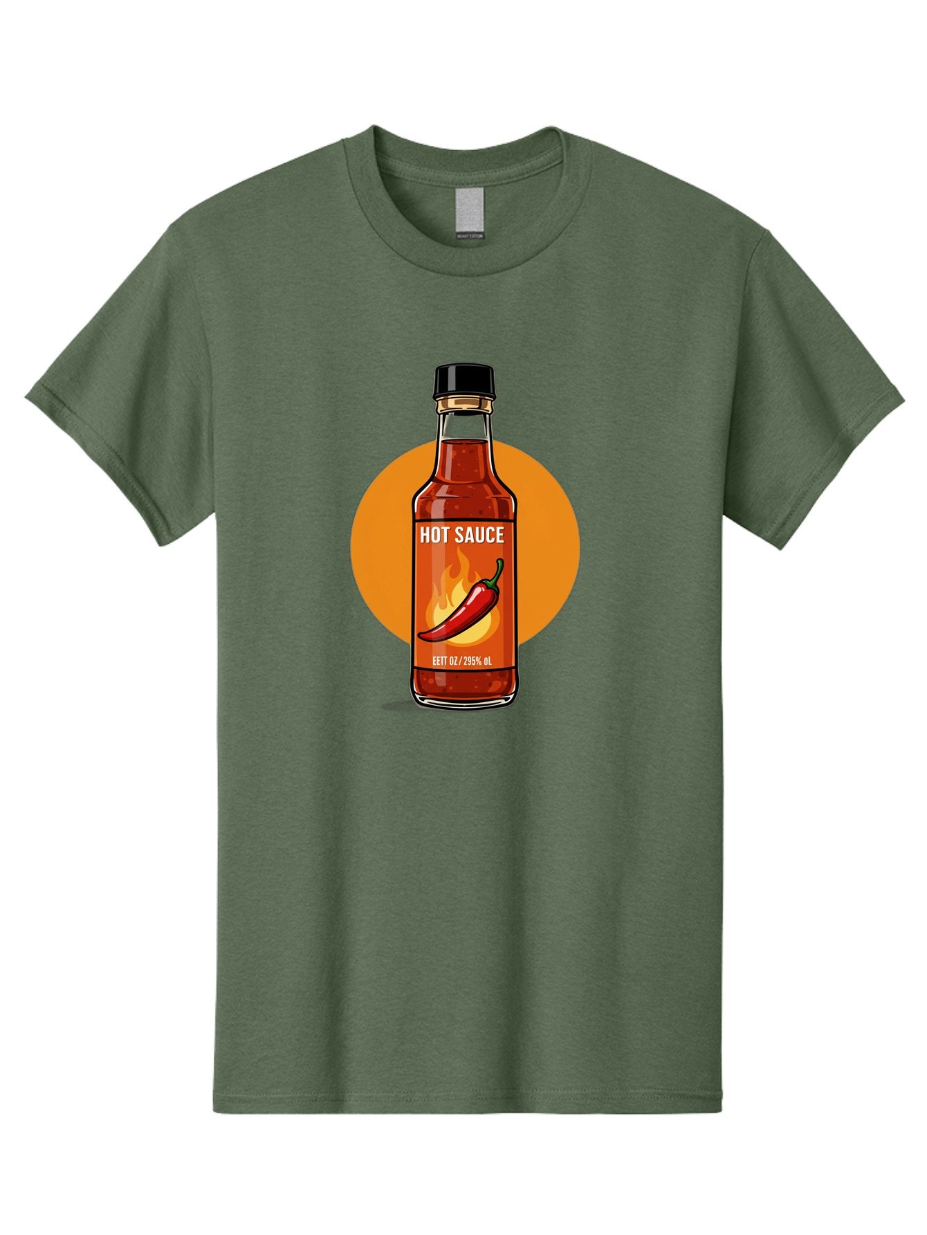Hot-Sauce-6 Men'S Graphic Tee, 100% Cotton, Comfortable Casual Summer Wear, Machine Washable, Hot Sauce Bottle, Spicy Condiment, Chili Pepper, Fiery Flavor, Condiment Bottle, Hot Sauce Label, Chili Pepper Illustration, Spicy Food, Baa818 3