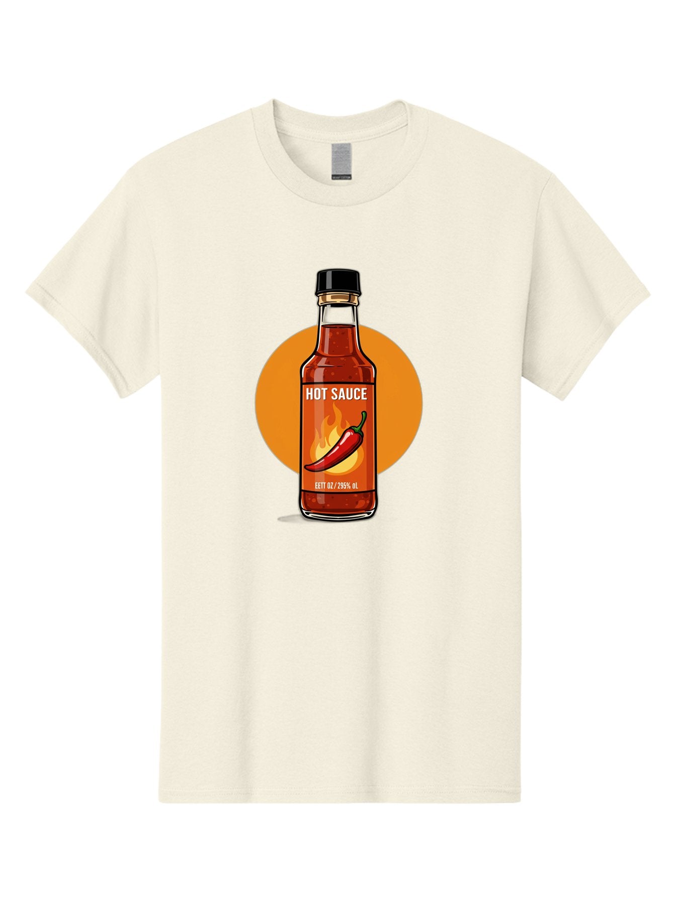 Hot-Sauce-6 Men'S Graphic Tee, 100% Cotton, Comfortable Casual Summer Wear, Machine Washable, Hot Sauce Bottle, Spicy Condiment, Chili Pepper, Fiery Flavor, Condiment Bottle, Hot Sauce Label, Chili Pepper Illustration, Spicy Food, Baa818 6