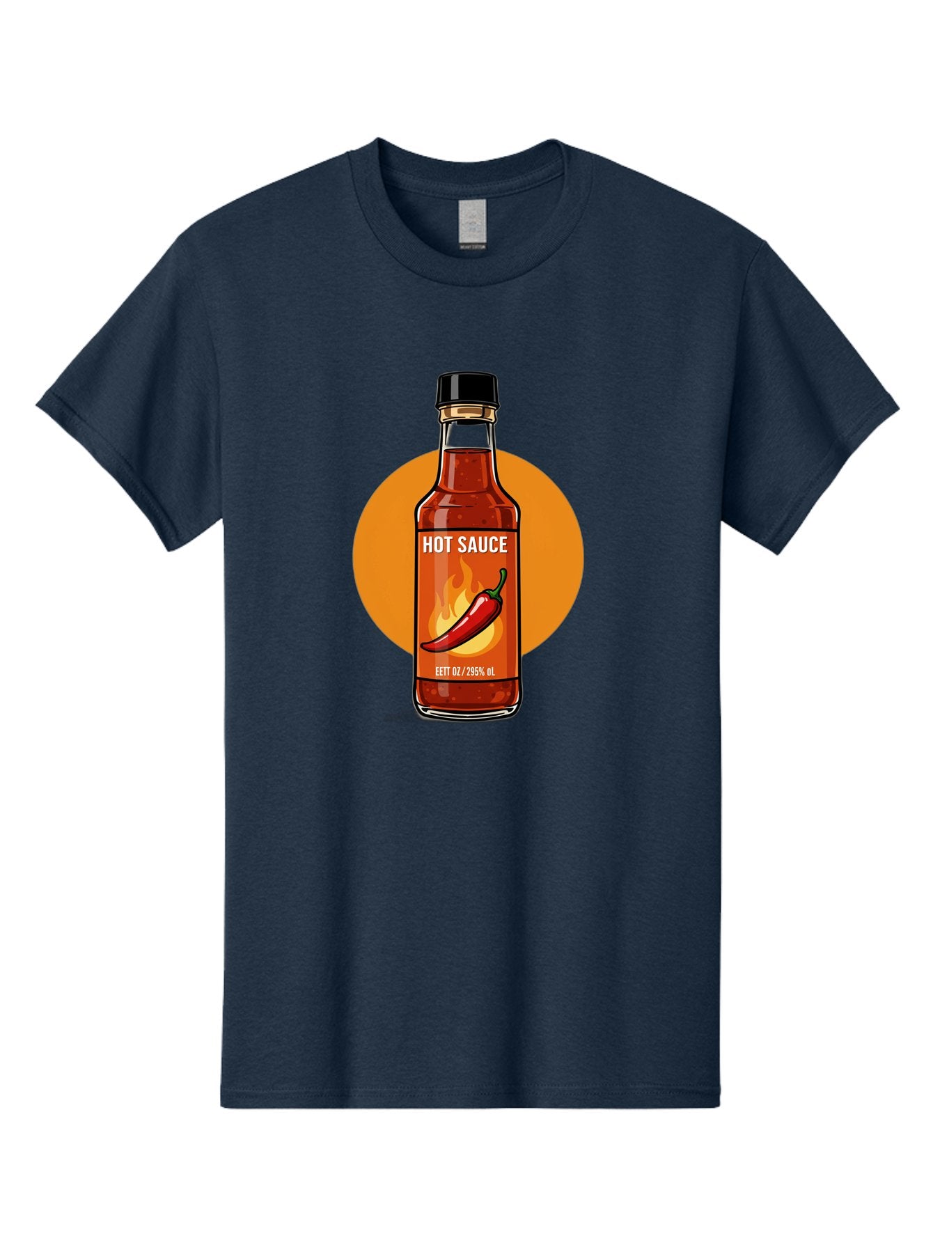 Hot-Sauce-6 Men'S Graphic Tee, 100% Cotton, Comfortable Casual Summer Wear, Machine Washable, Hot Sauce Bottle, Spicy Condiment, Chili Pepper, Fiery Flavor, Condiment Bottle, Hot Sauce Label, Chili Pepper Illustration, Spicy Food, Baa818 14