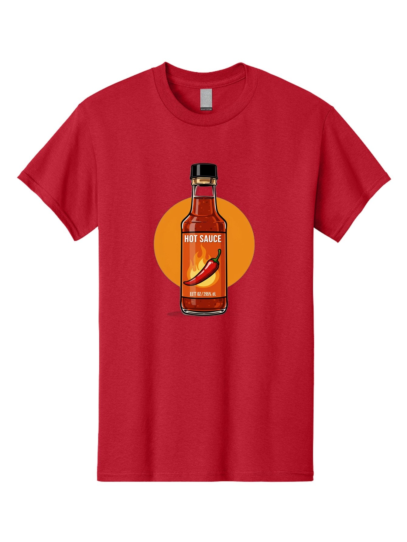 Hot-Sauce-6 Men'S Graphic Tee, 100% Cotton, Comfortable Casual Summer Wear, Machine Washable, Hot Sauce Bottle, Spicy Condiment, Chili Pepper, Fiery Flavor, Condiment Bottle, Hot Sauce Label, Chili Pepper Illustration, Spicy Food, Baa818 5