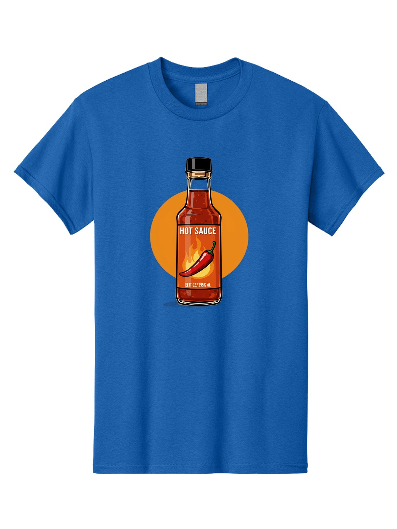 Hot-Sauce-6 Men'S Graphic Tee, 100% Cotton, Comfortable Casual Summer Wear, Machine Washable, Hot Sauce Bottle, Spicy Condiment, Chili Pepper, Fiery Flavor, Condiment Bottle, Hot Sauce Label, Chili Pepper Illustration, Spicy Food, Baa818 13