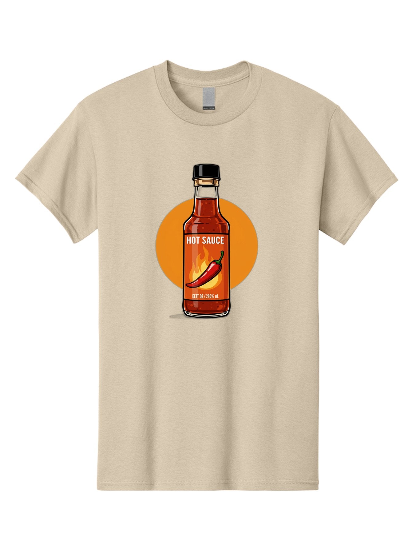 Hot-Sauce-6 Men'S Graphic Tee, 100% Cotton, Comfortable Casual Summer Wear, Machine Washable, Hot Sauce Bottle, Spicy Condiment, Chili Pepper, Fiery Flavor, Condiment Bottle, Hot Sauce Label, Chili Pepper Illustration, Spicy Food, Baa818 12