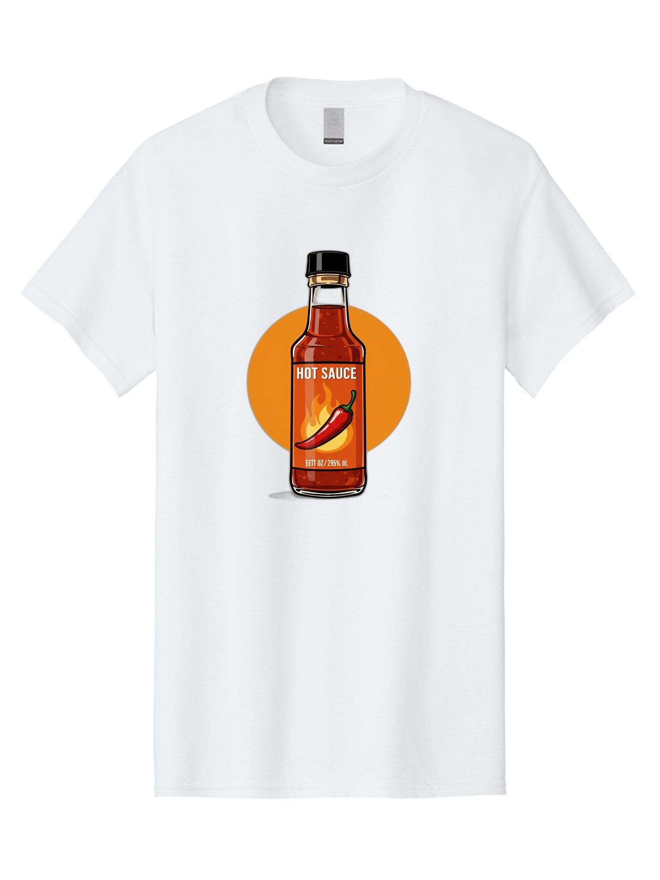 Hot-Sauce-6 Men'S Graphic Tee, 100% Cotton, Comfortable Casual Summer Wear, Machine Washable, Hot Sauce Bottle, Spicy Condiment, Chili Pepper, Fiery Flavor, Condiment Bottle, Hot Sauce Label, Chili Pepper Illustration, Spicy Food, Baa818