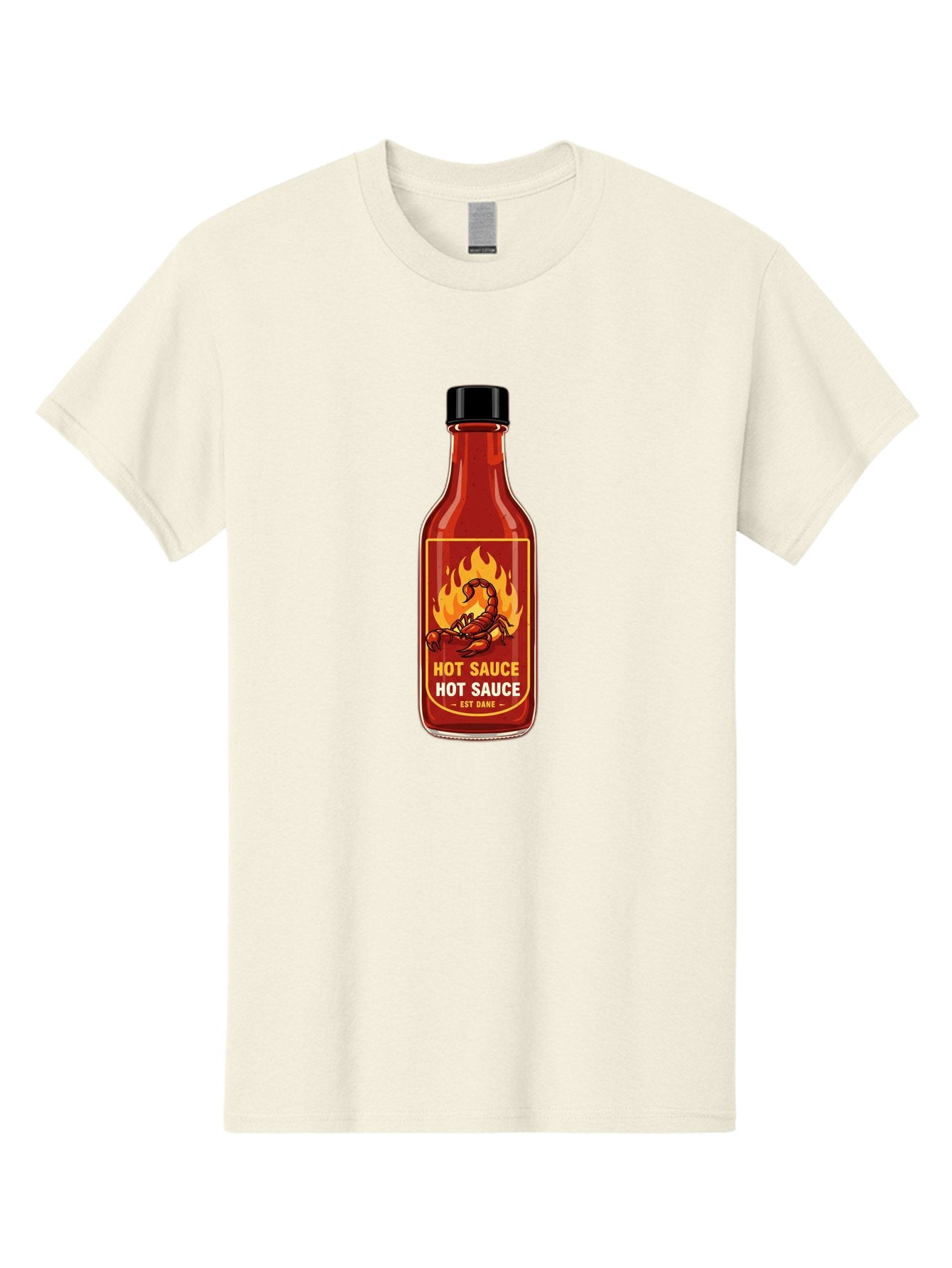 Hot-Sauce-7 Men'S Graphic Tee, 100% Cotton, Comfortable Casual Summer Wear, Machine Washable, Hot Sauce Bottle, Spicy Condiment, Fiery Flavor, Chili Peppers, Hot Sauce Label, Condiment Bottle, Spicy Food, Est Dakk Baa819 6