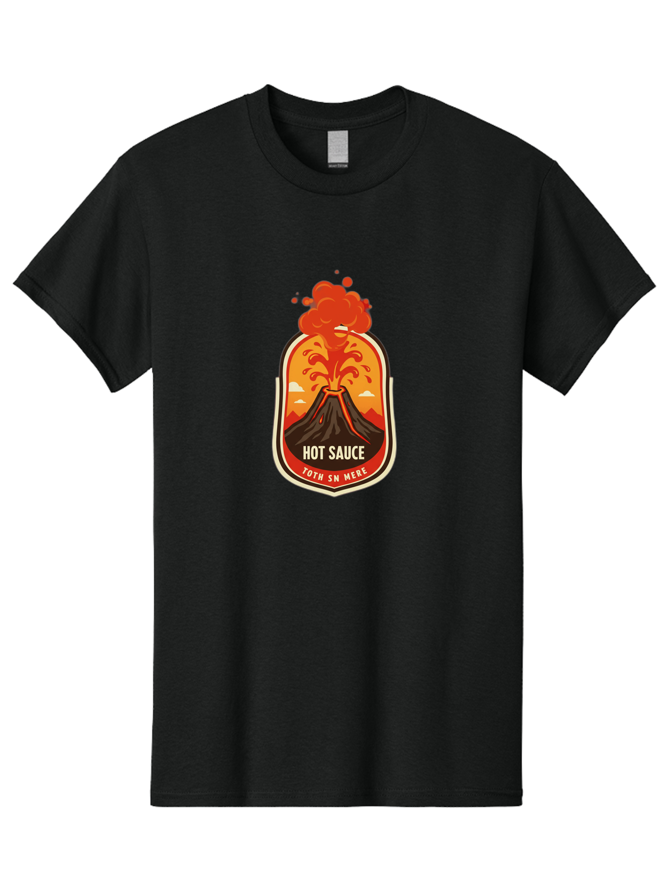 Hot-Sauce-8 Men'S Graphic Tee, 100% Cotton, Comfortable Casual Summer Wear, Machine Washable, Hot Sauce Label, Erupting Volcano, Spicy Food, Condiment Packaging, Fiery Design, Bold Graphics, Cartoon Style, Volcano Eruption, Condiment Branding Baa820 25