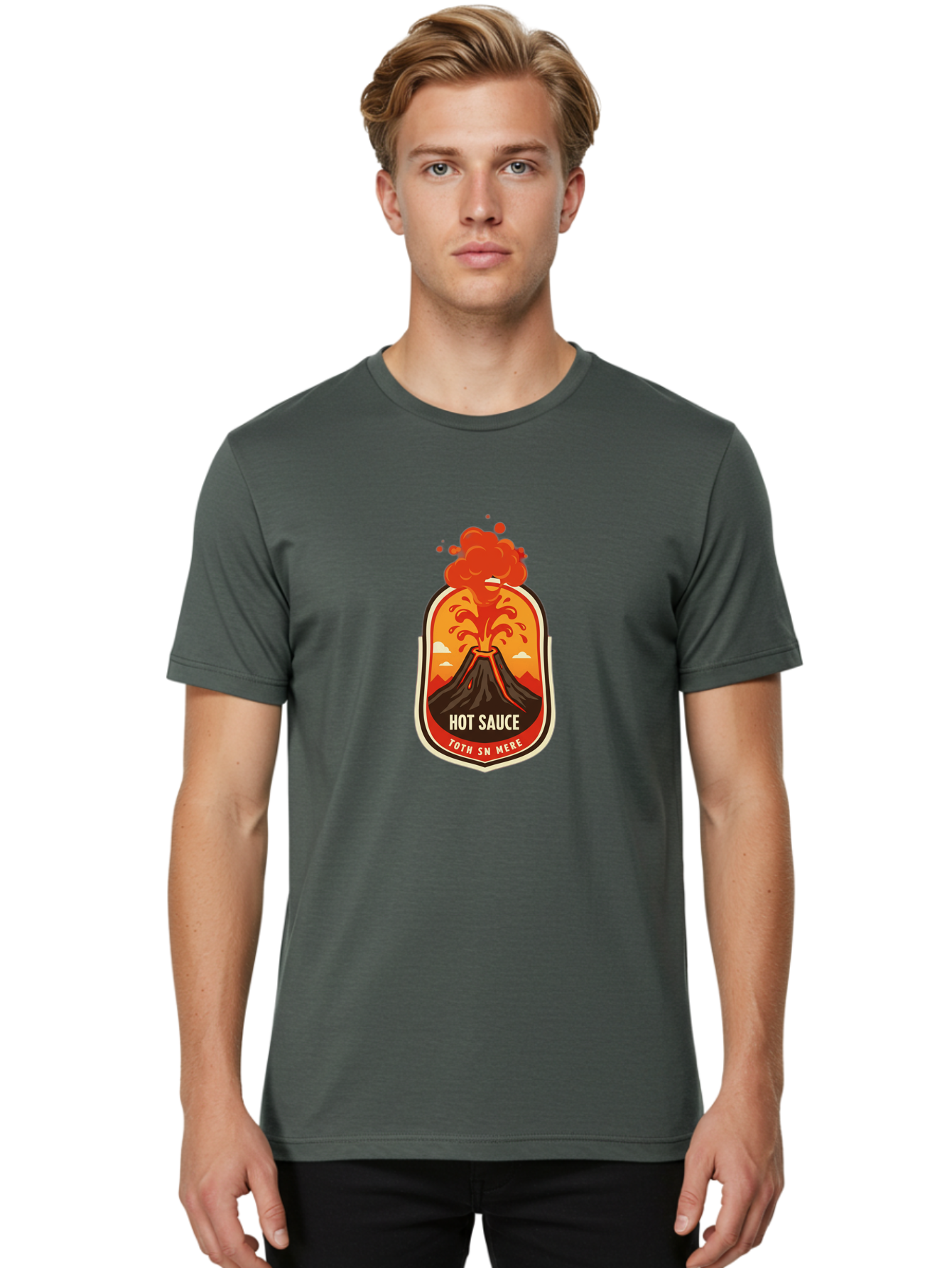 Hot-Sauce-8 Men'S Graphic Tee, 100% Cotton, Comfortable Casual Summer Wear, Machine Washable, Hot Sauce Label, Erupting Volcano, Spicy Food, Condiment Packaging, Fiery Design, Bold Graphics, Cartoon Style, Volcano Eruption, Condiment Branding Baa820 28