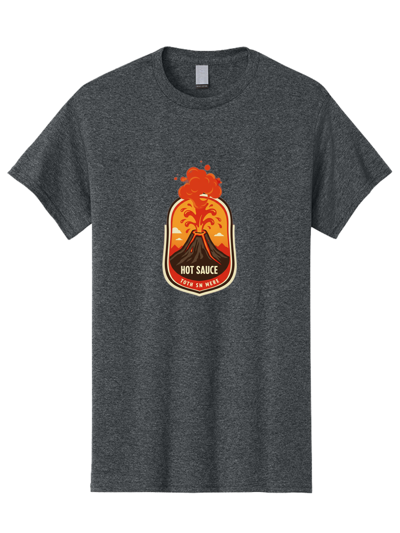 Hot-Sauce-8 Men'S Graphic Tee, 100% Cotton, Comfortable Casual Summer Wear, Machine Washable, Hot Sauce Label, Erupting Volcano, Spicy Food, Condiment Packaging, Fiery Design, Bold Graphics, Cartoon Style, Volcano Eruption, Condiment Branding Baa820 5
