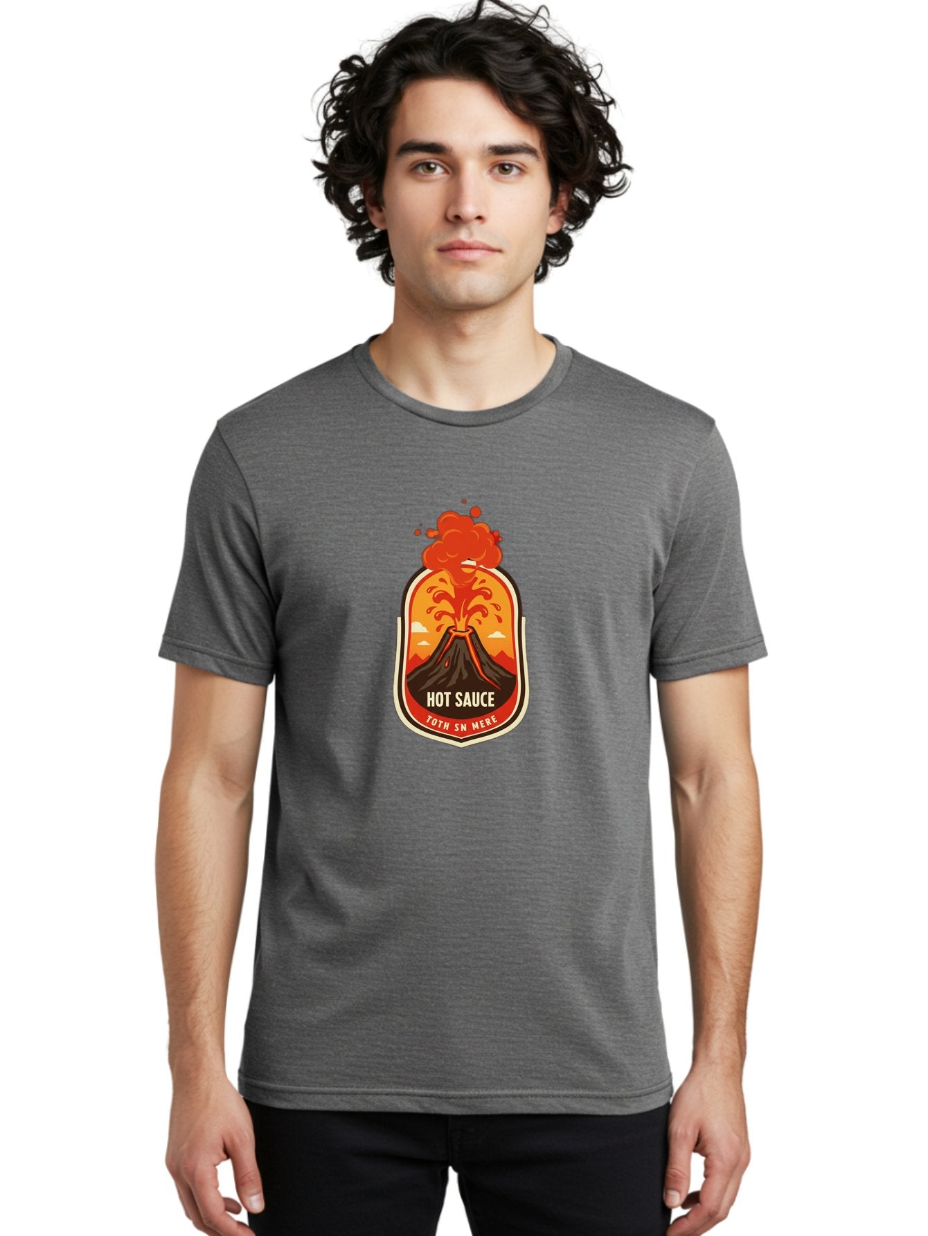 Hot-Sauce-8 Men'S Graphic Tee, 100% Cotton, Comfortable Casual Summer Wear, Machine Washable, Hot Sauce Label, Erupting Volcano, Spicy Food, Condiment Packaging, Fiery Design, Bold Graphics, Cartoon Style, Volcano Eruption, Condiment Branding Baa820 26