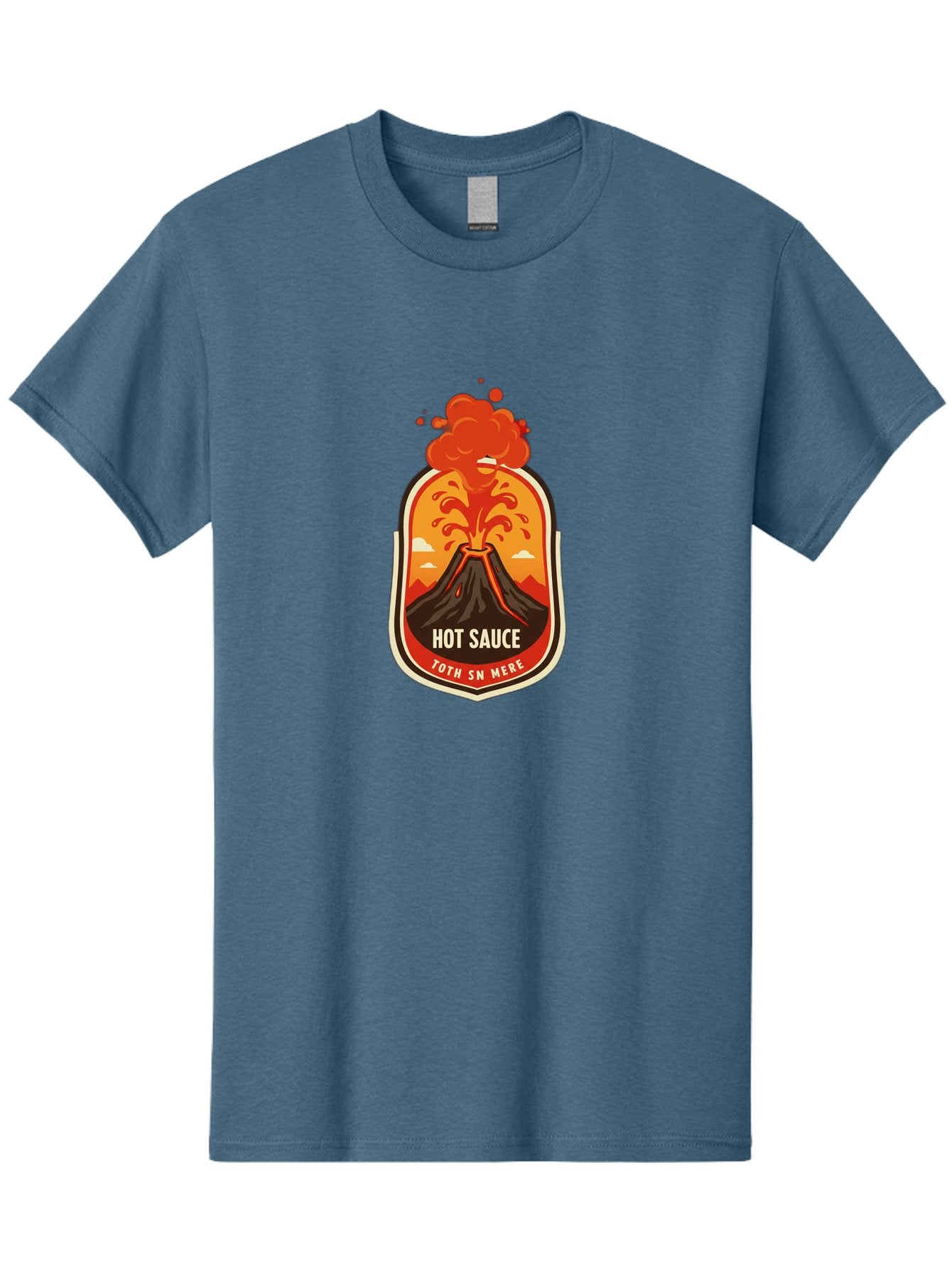 Hot-Sauce-8 Men'S Graphic Tee, 100% Cotton, Comfortable Casual Summer Wear, Machine Washable, Hot Sauce Label, Erupting Volcano, Spicy Food, Condiment Packaging, Fiery Design, Bold Graphics, Cartoon Style, Volcano Eruption, Condiment Branding Baa820 15