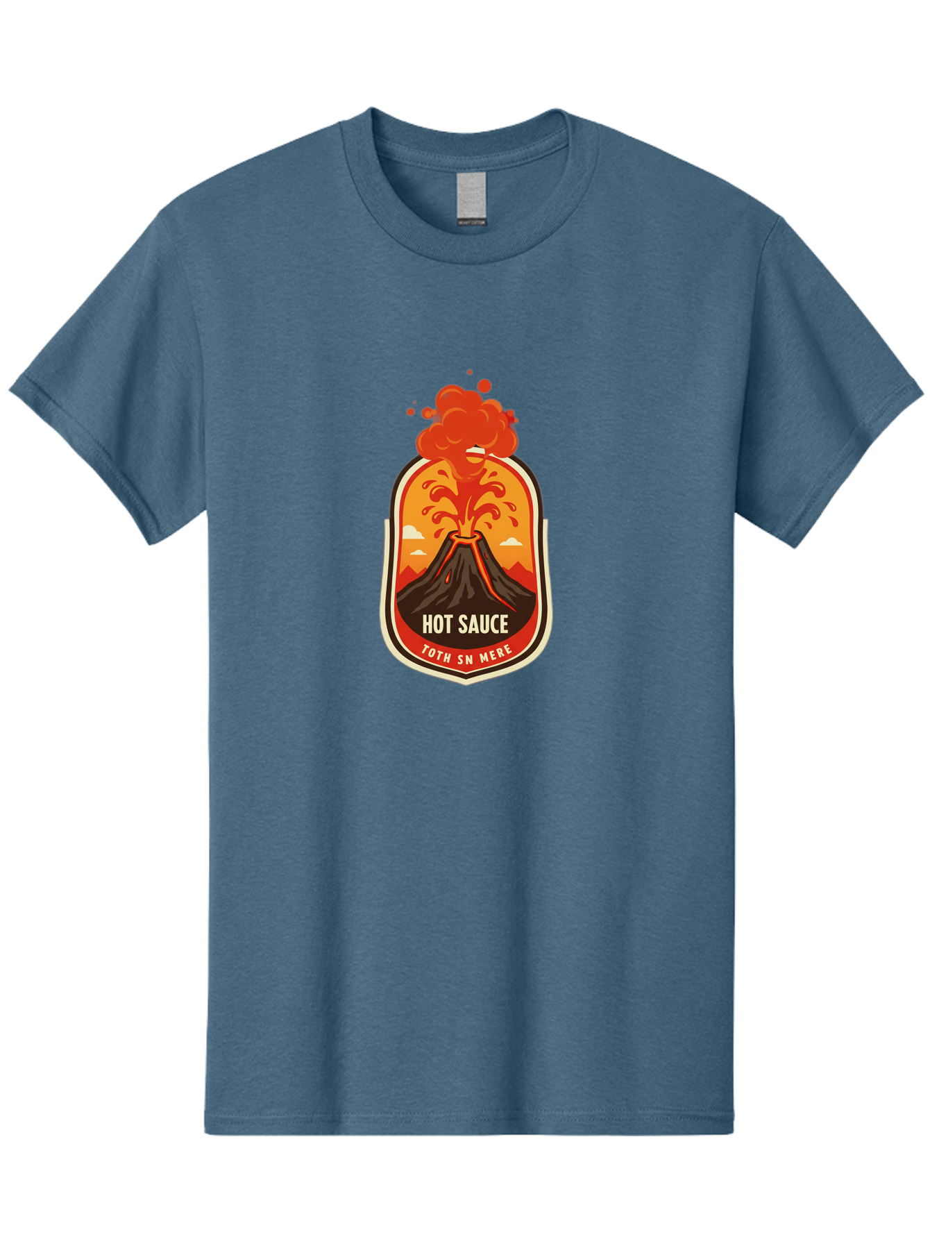 Hot-Sauce-8 Men'S Graphic Tee, 100% Cotton, Comfortable Casual Summer Wear, Machine Washable, Hot Sauce Label, Erupting Volcano, Spicy Food, Condiment Packaging, Fiery Design, Bold Graphics, Cartoon Style, Volcano Eruption, Condiment Branding Baa820