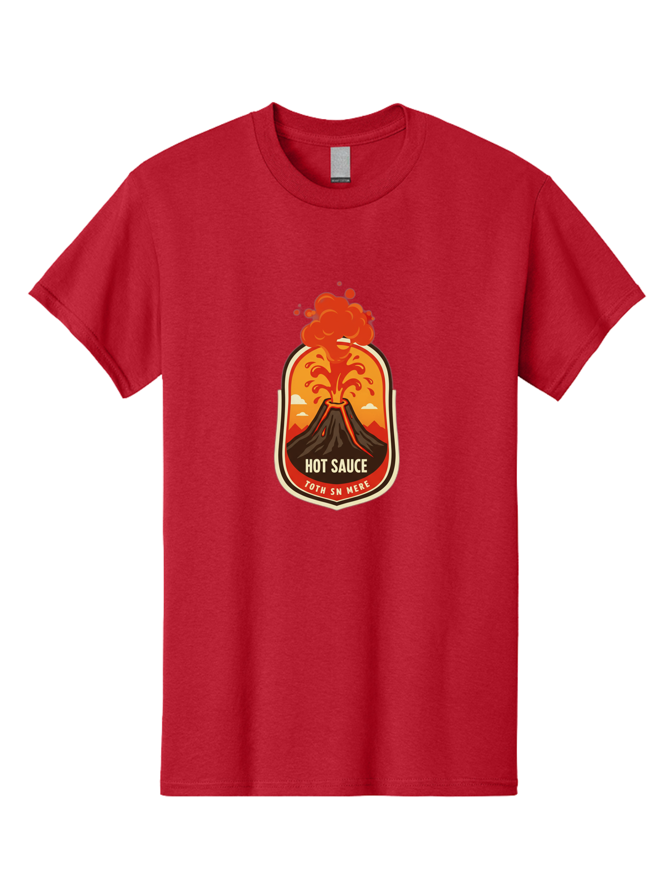 Hot-Sauce-8 Men'S Graphic Tee, 100% Cotton, Comfortable Casual Summer Wear, Machine Washable, Hot Sauce Label, Erupting Volcano, Spicy Food, Condiment Packaging, Fiery Design, Bold Graphics, Cartoon Style, Volcano Eruption, Condiment Branding Baa820 3