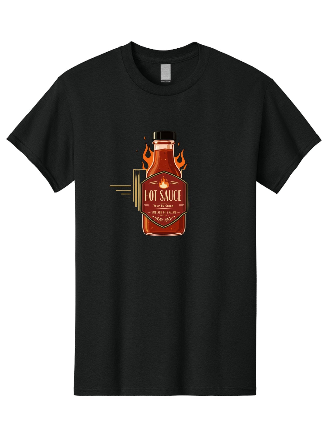 Hot-Sauce-9 Men'S Graphic Tee, 100% Cotton, Comfortable Casual Summer Wear, Machine Washable, Hot Sauce Bottle, Fiery Condiment, Spicy Food, Flavorful Sauce, Condiment Design, Graphic Label, Kitchen Essentials, Chili Peppers, Flavor Enhancer Baa821 14