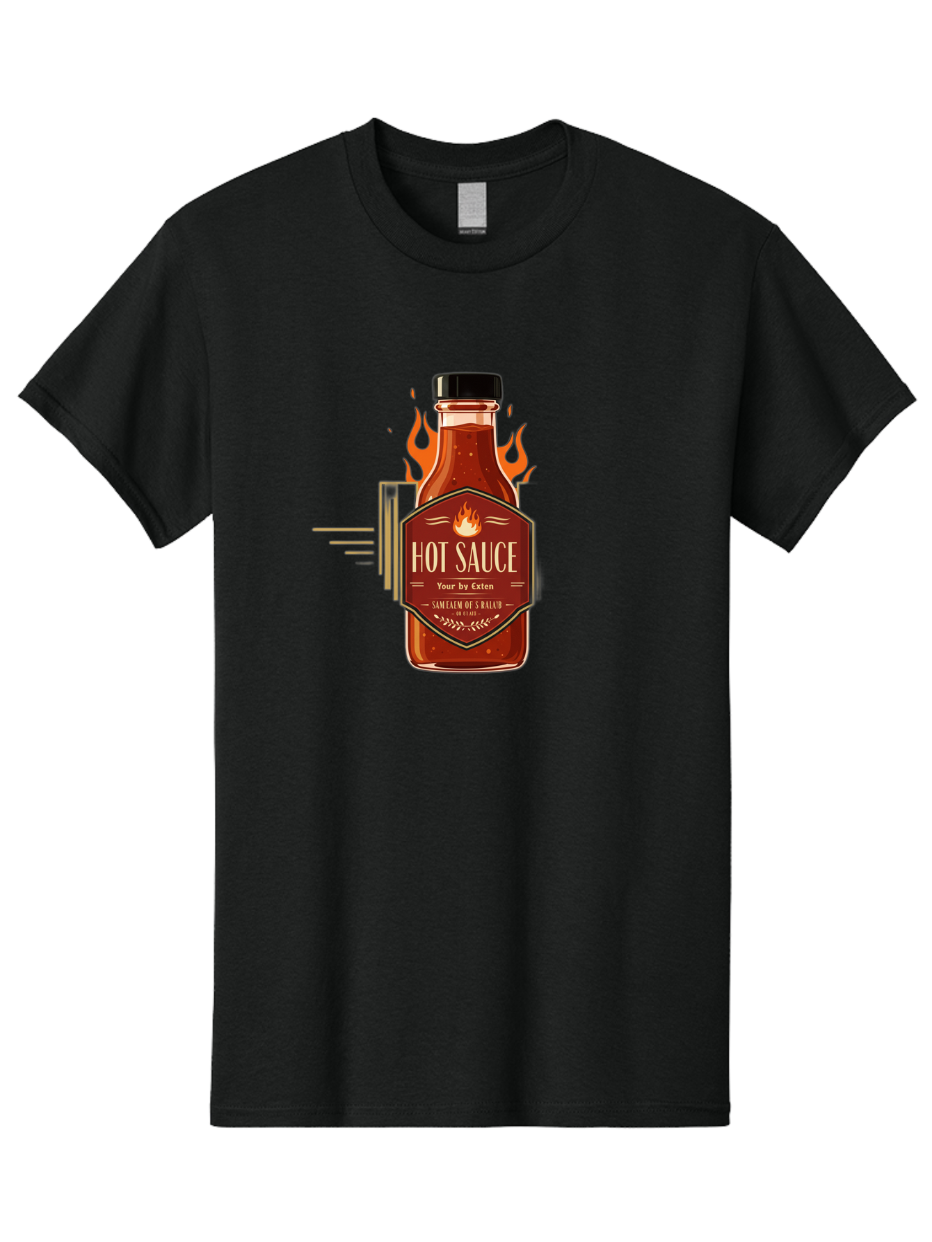 Hot-Sauce-9 Men'S Graphic Tee, 100% Cotton, Comfortable Casual Summer Wear, Machine Washable, Hot Sauce Bottle, Fiery Condiment, Spicy Food, Flavorful Sauce, Condiment Design, Graphic Label, Kitchen Essentials, Chili Peppers, Flavor Enhancer Baa821 3