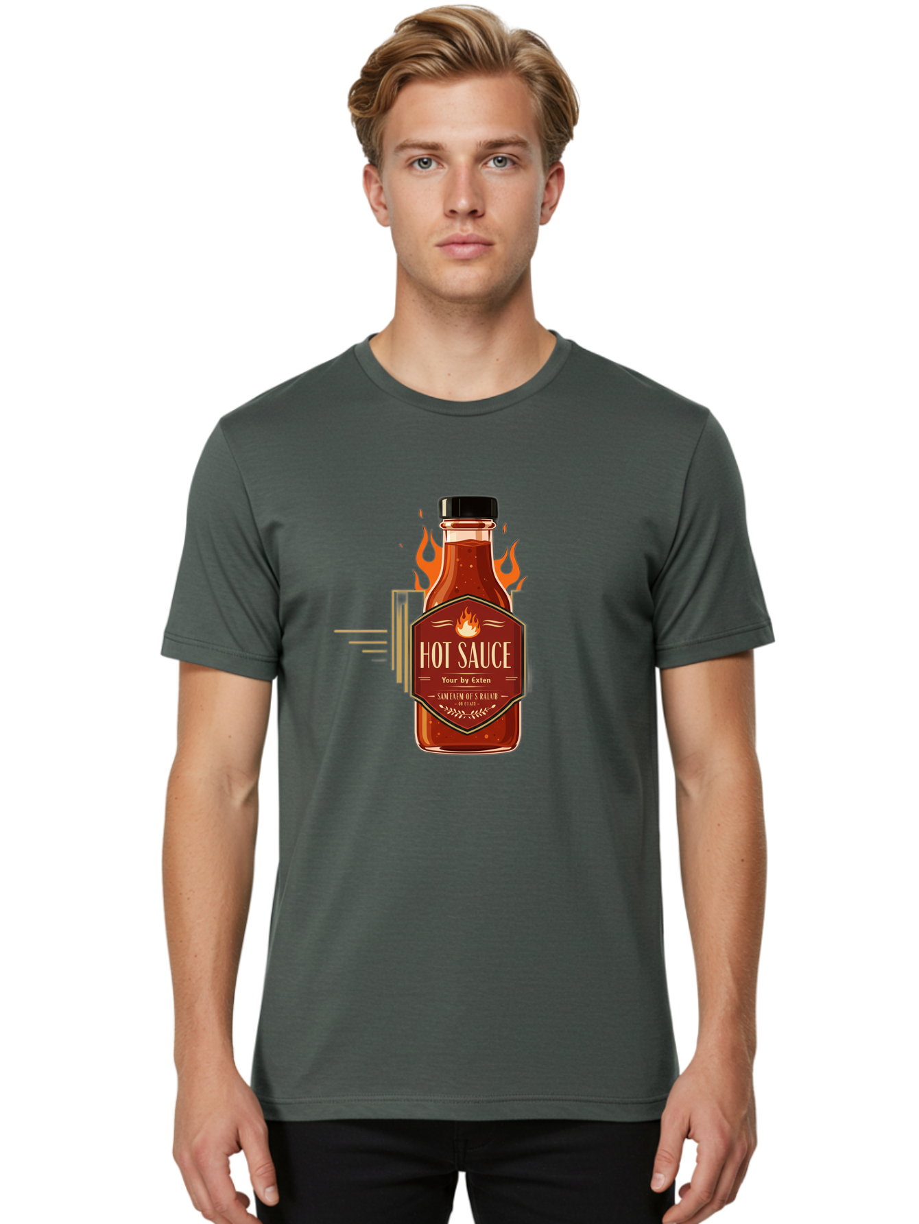 Hot-Sauce-9 Men'S Graphic Tee, 100% Cotton, Comfortable Casual Summer Wear, Machine Washable, Hot Sauce Bottle, Fiery Condiment, Spicy Food, Flavorful Sauce, Condiment Design, Graphic Label, Kitchen Essentials, Chili Peppers, Flavor Enhancer Baa821 10