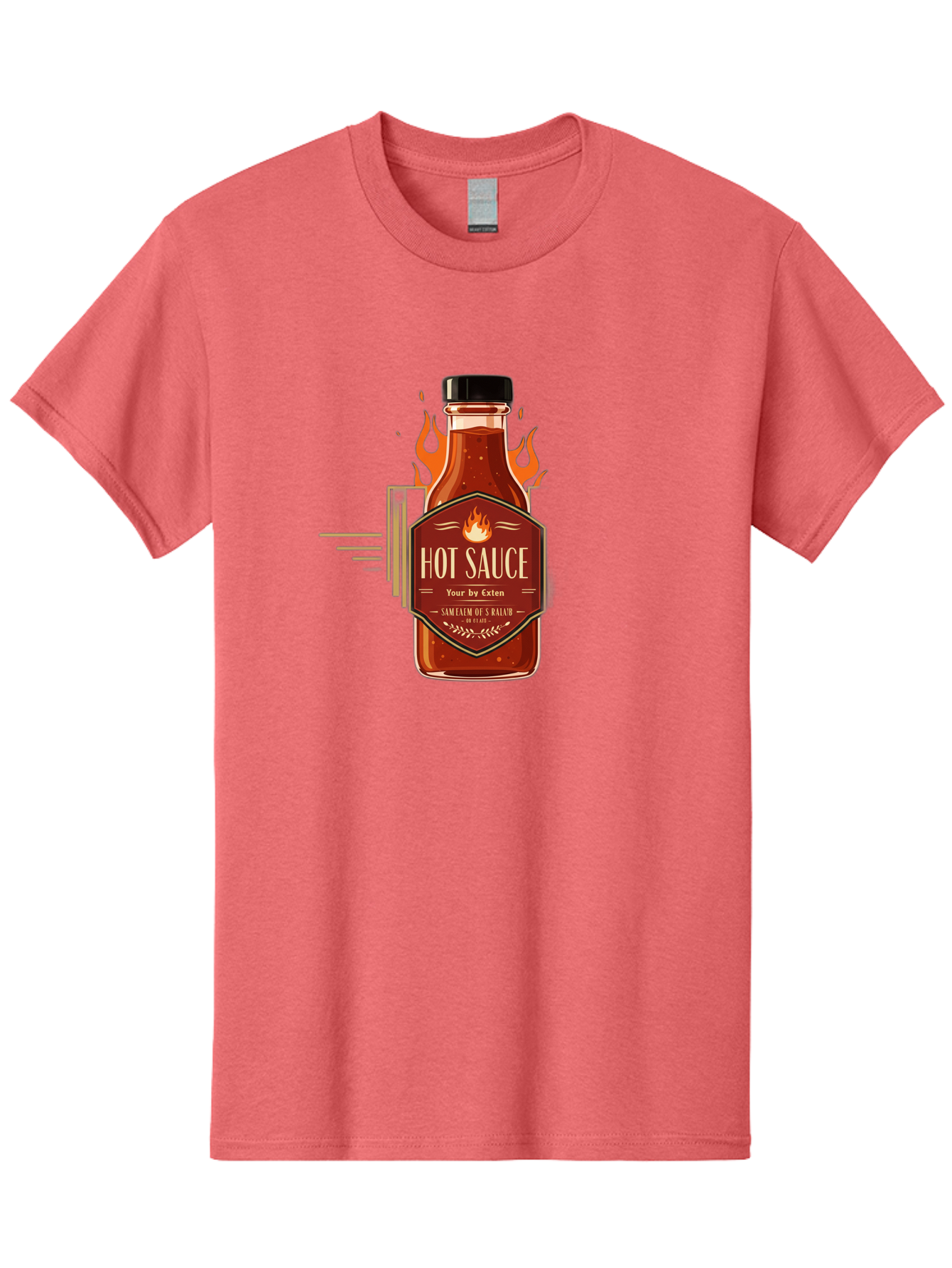 Hot-Sauce-9 Men'S Graphic Tee, 100% Cotton, Comfortable Casual Summer Wear, Machine Washable, Hot Sauce Bottle, Fiery Condiment, Spicy Food, Flavorful Sauce, Condiment Design, Graphic Label, Kitchen Essentials, Chili Peppers, Flavor Enhancer Baa821 11