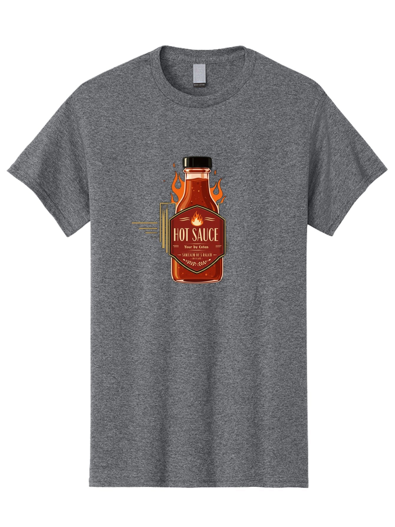 Hot-Sauce-9 Men'S Graphic Tee, 100% Cotton, Comfortable Casual Summer Wear, Machine Washable, Hot Sauce Bottle, Fiery Condiment, Spicy Food, Flavorful Sauce, Condiment Design, Graphic Label, Kitchen Essentials, Chili Peppers, Flavor Enhancer Baa821 3